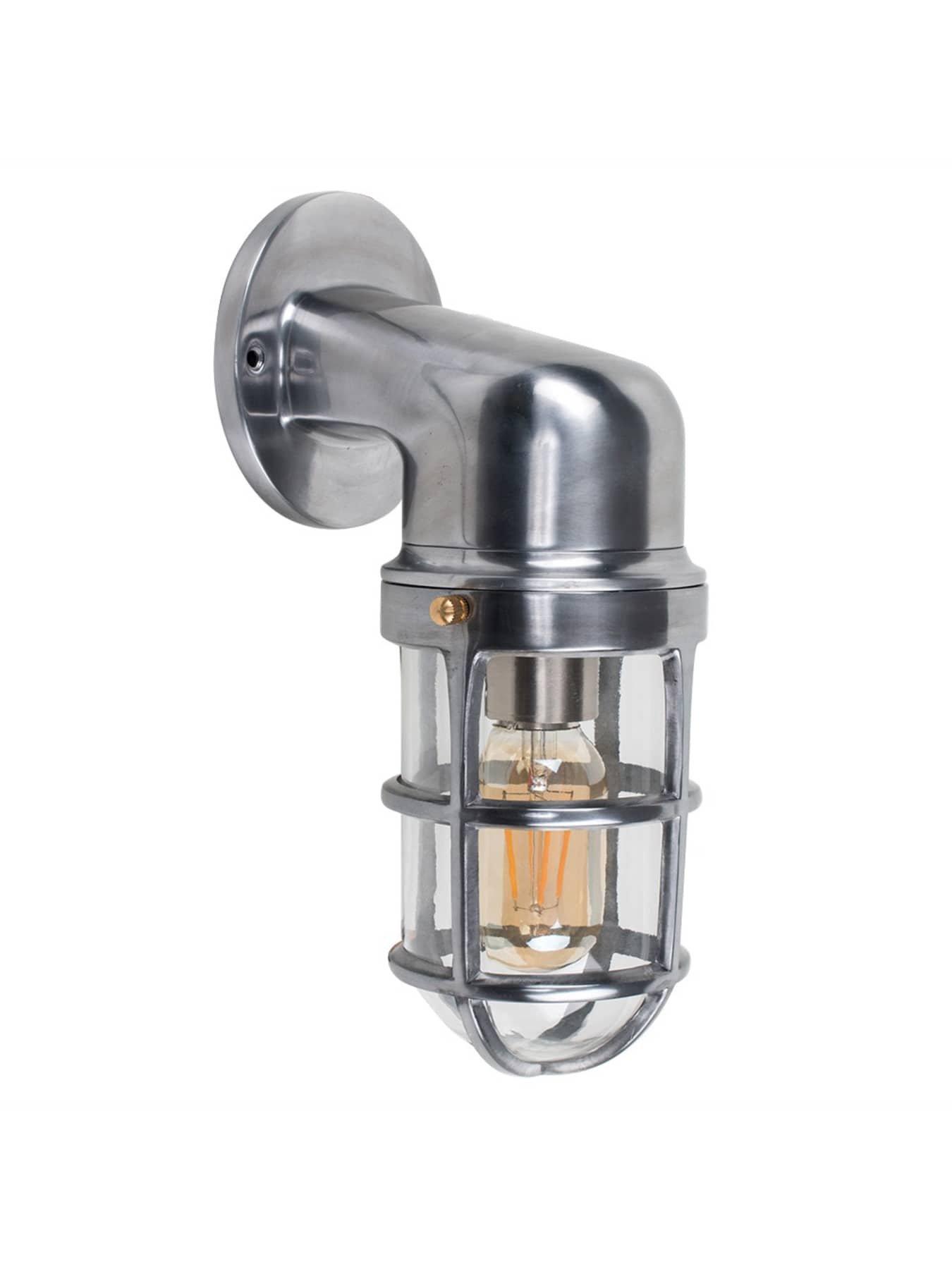 Image 4 of 6 of ValueLights Quay Polished Aluminium IP44 Nautical Outdoor Wall Light