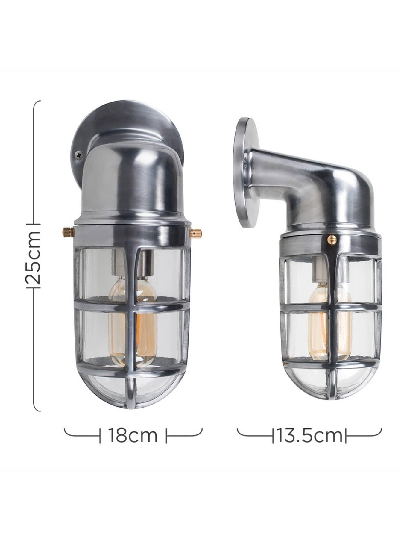 Image 6 of 6 of ValueLights Quay Polished Aluminium IP44 Nautical Outdoor Wall Light