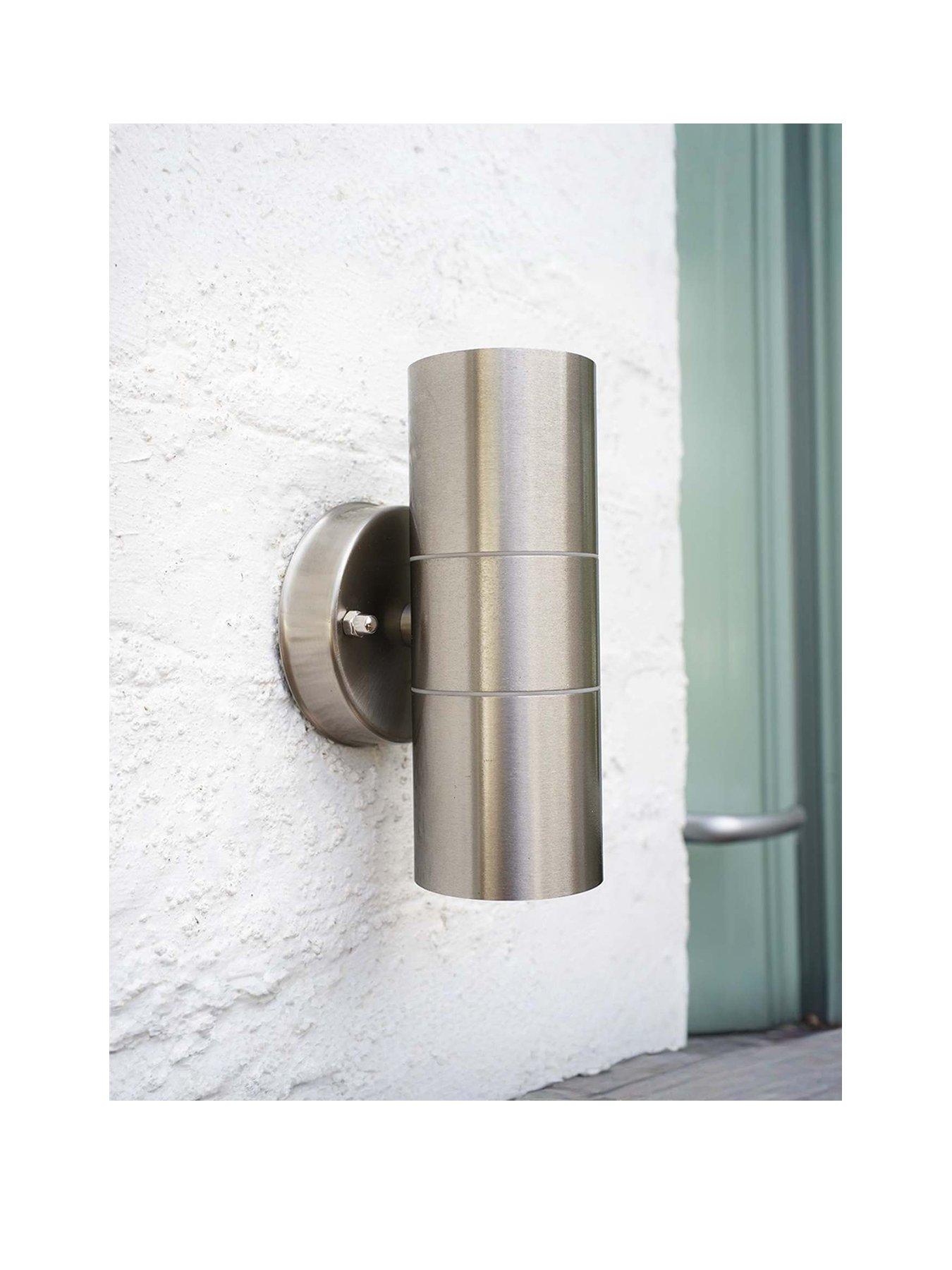 Image 2 of 6 of ValueLights Gainsford Pair of Stainless Steel Up / Down IP44 Outdoor Wall Lights