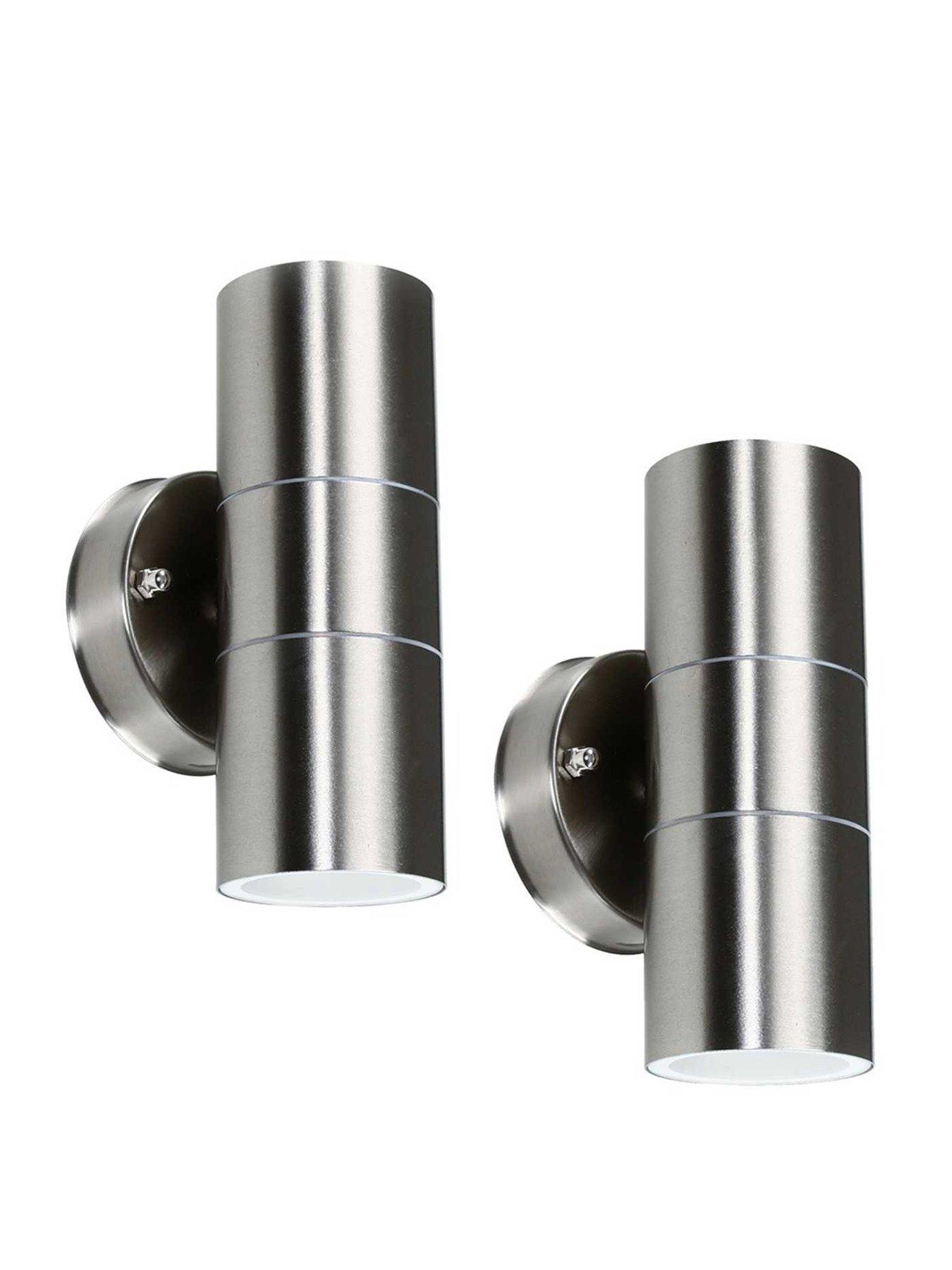 Image 3 of 6 of ValueLights Gainsford Pair of Stainless Steel Up / Down IP44 Outdoor Wall Lights