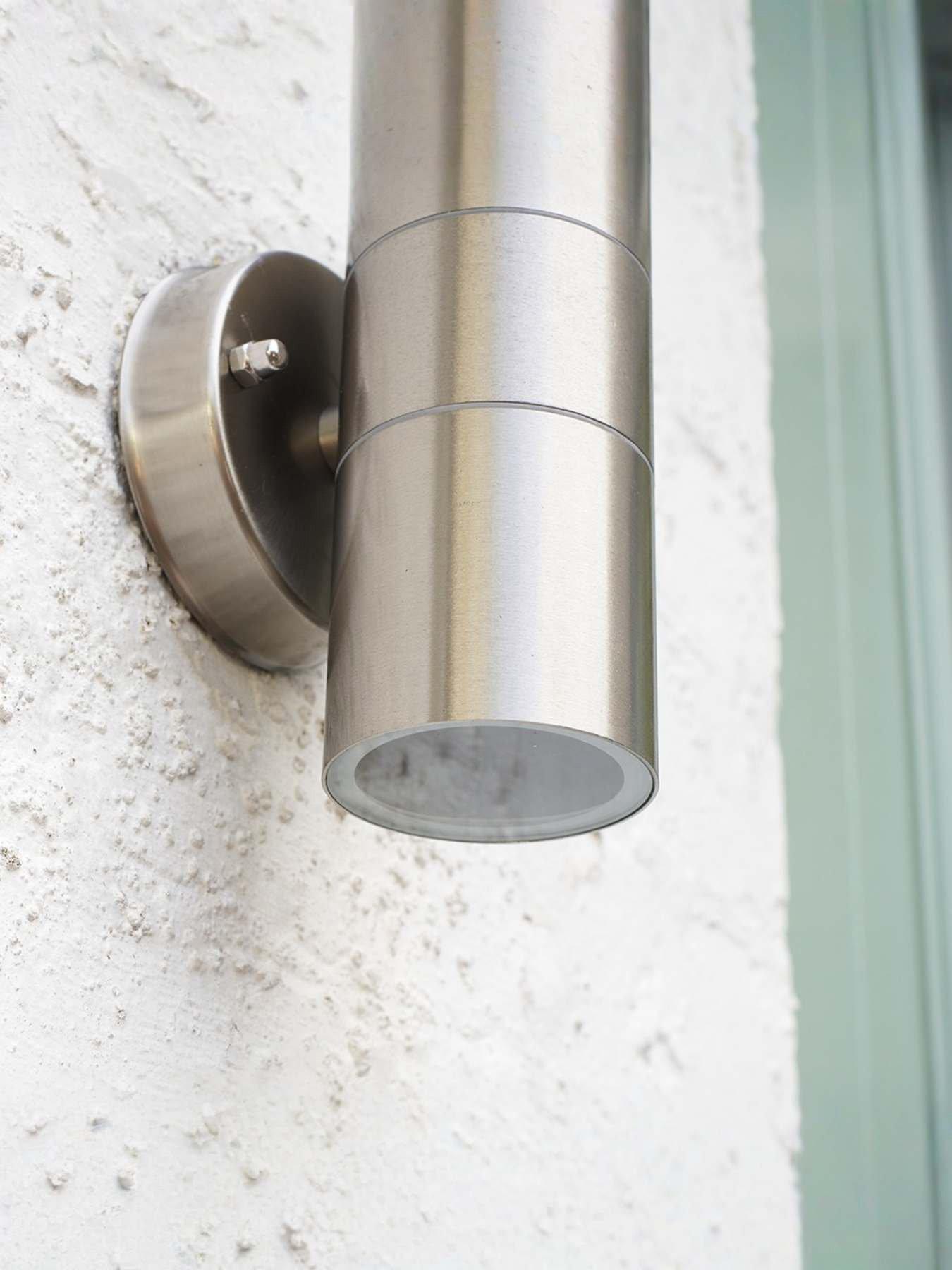 Image 5 of 6 of ValueLights Gainsford Pair of Stainless Steel Up / Down IP44 Outdoor Wall Lights