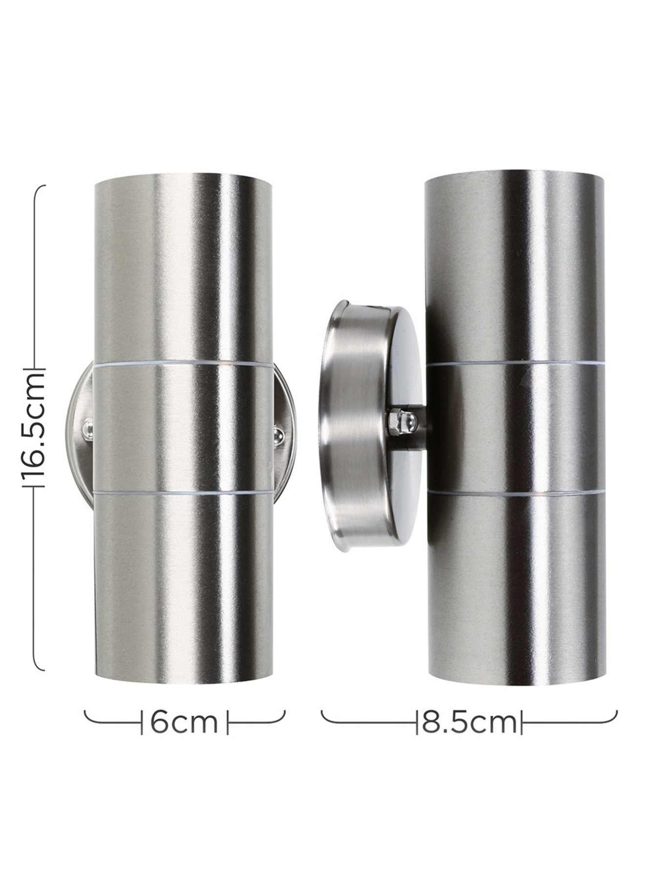 Image 6 of 6 of ValueLights Gainsford Pair of Stainless Steel Up / Down IP44 Outdoor Wall Lights