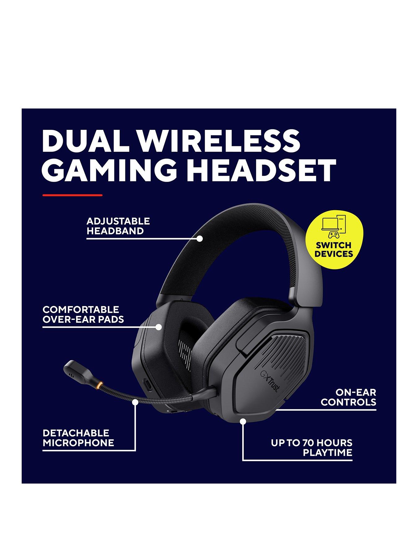 Image 3 of 8 of Trust GXT493 Carus Wireless Gaming Headset for PS4/5, Nintendo Switch 1/2, PC, Laptop, Smartphone, Black