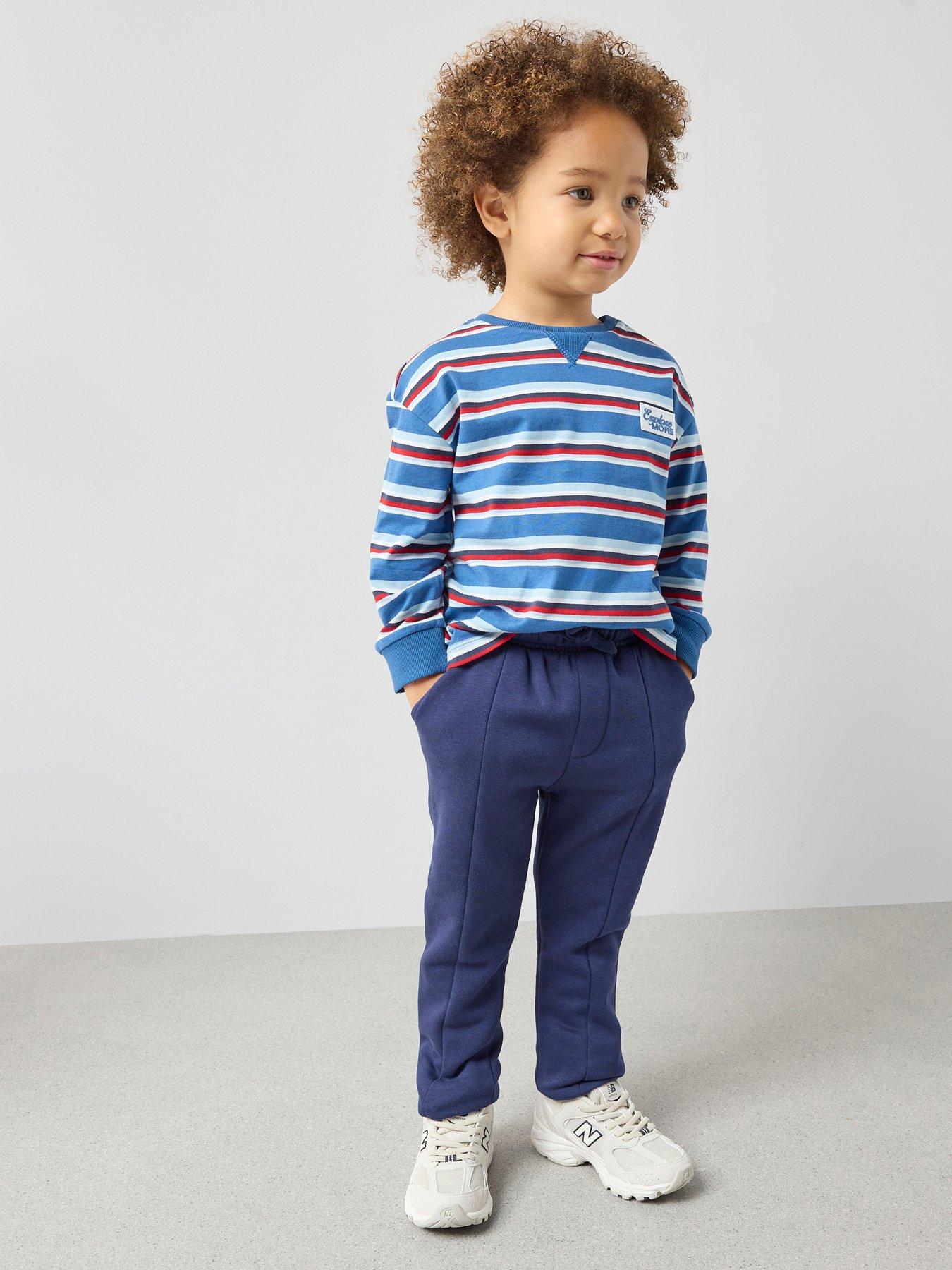  image of the-very-collection-boys-drop-shoulder-long-sleeve-stripe-t-shirt-multi