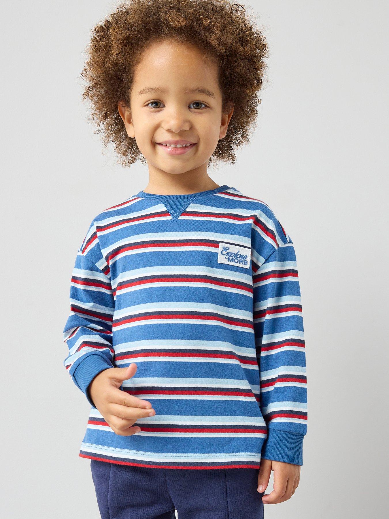 image of the-very-collection-boys-drop-shoulder-long-sleeve-stripe-t-shirt-multi
