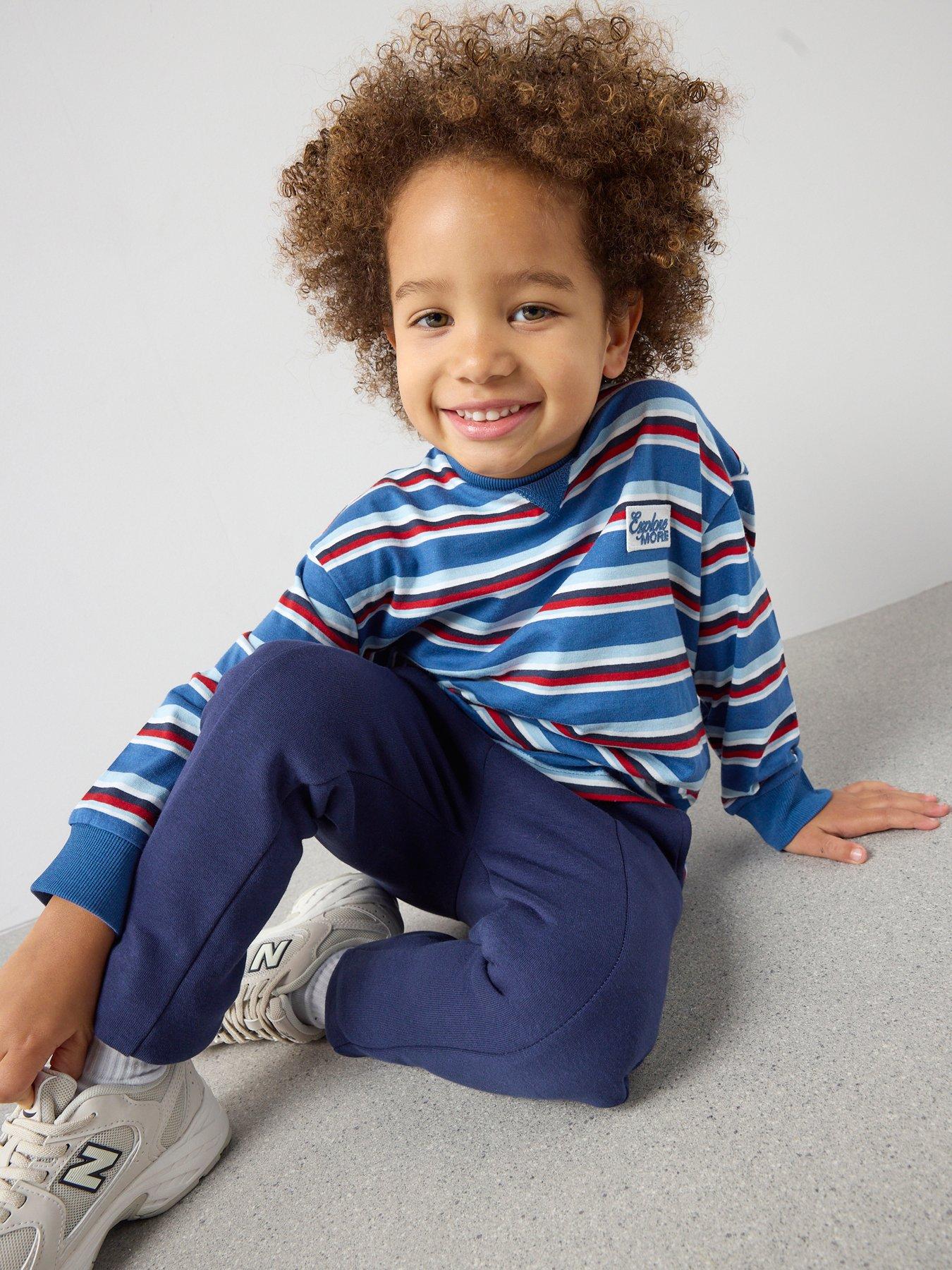  image of the-very-collection-boys-drop-shoulder-long-sleeve-stripe-t-shirt-multi
