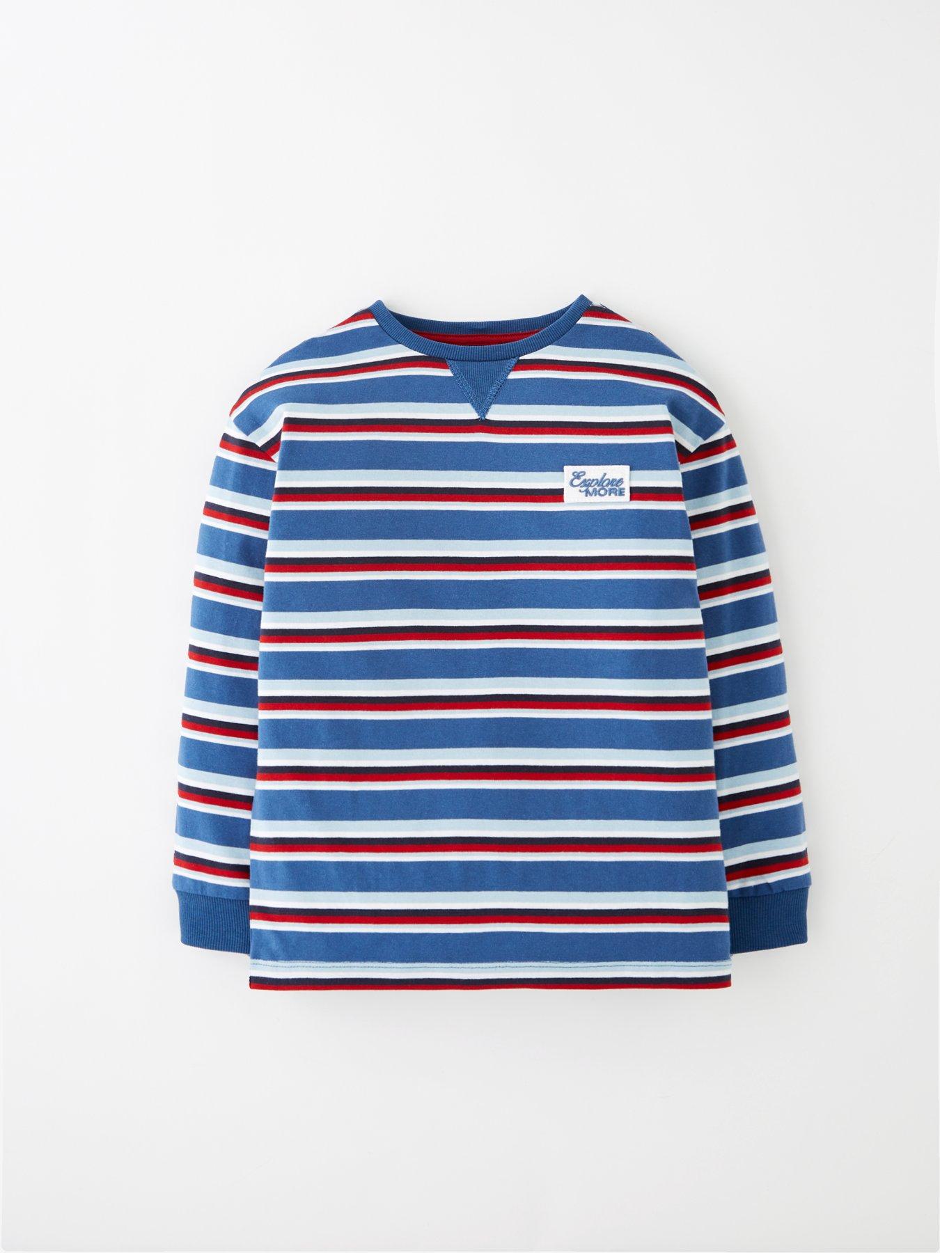  image of the-very-collection-boys-drop-shoulder-long-sleeve-stripe-t-shirt-multi