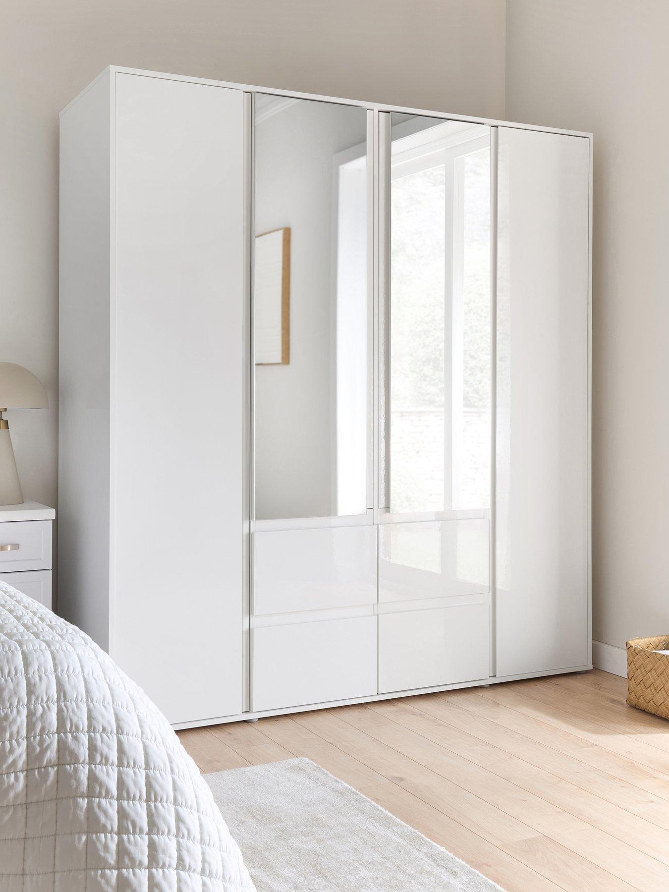 The Very Collection Layton Gloss 4 Door Combi Wardrobe - White - FSC® Certified