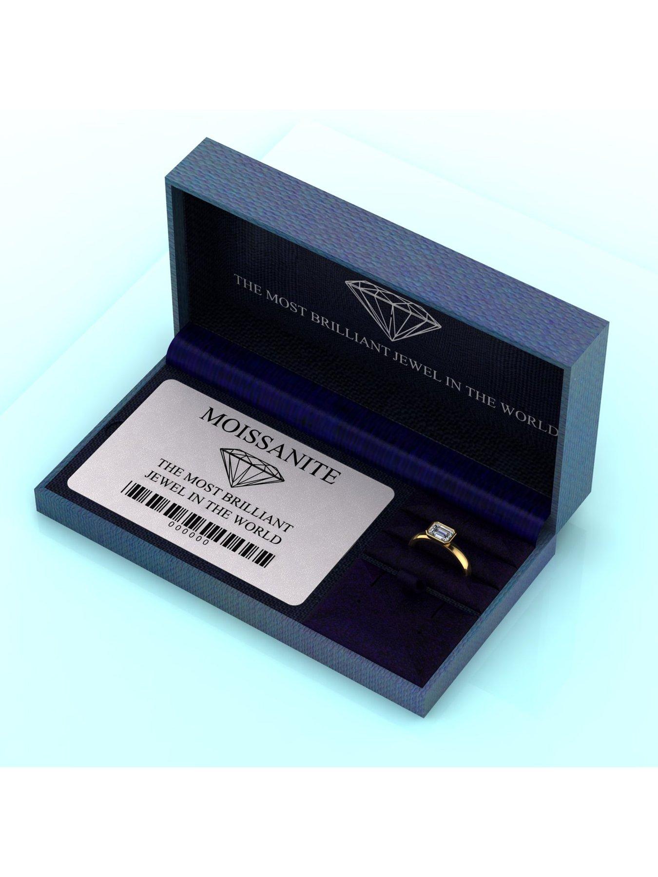 Image 5 of 5 of Moissanite 9Ct 1Ct Rub Set Emerald Cut Wed Fit Solitaire Ring - Gold