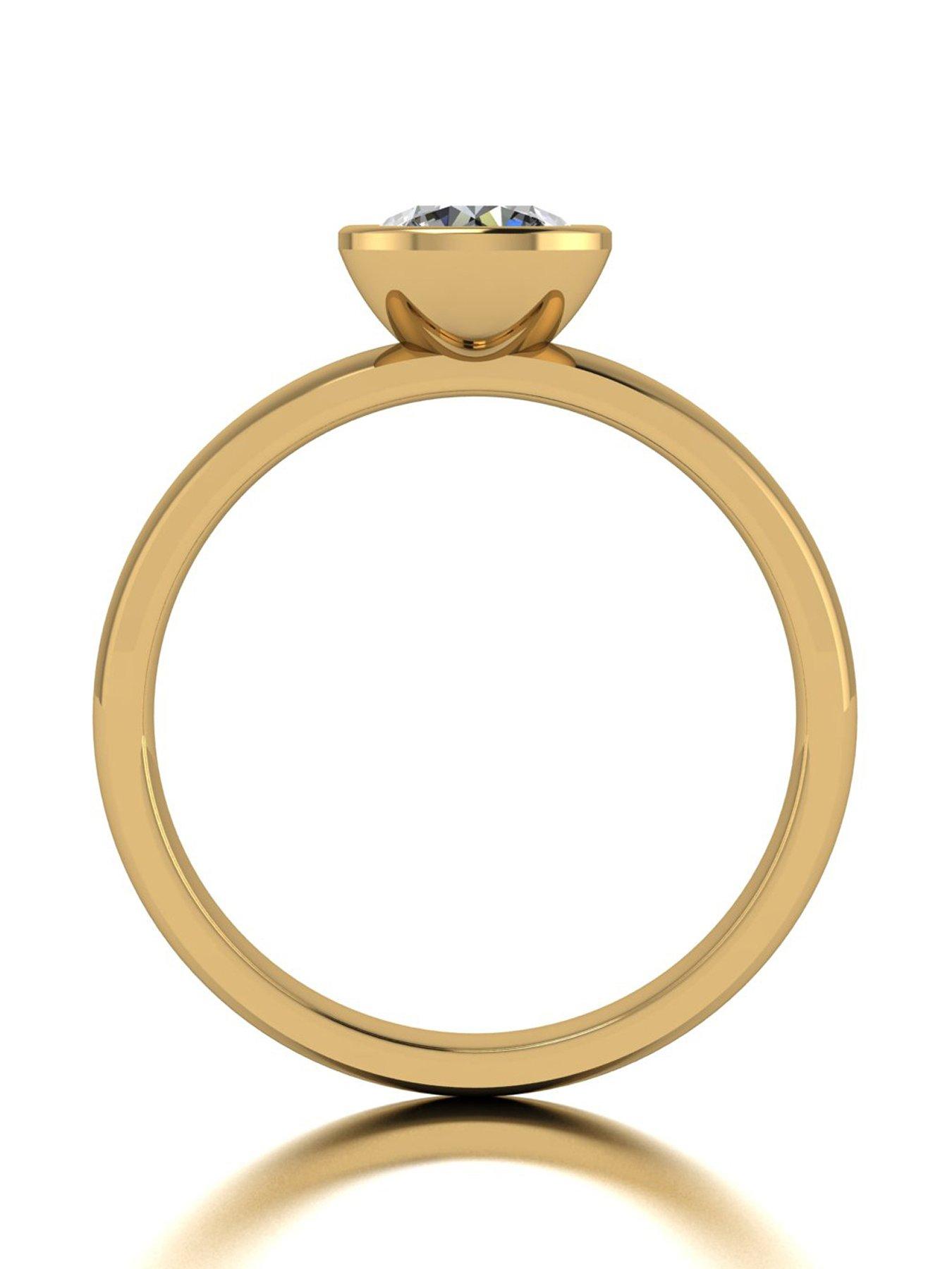 Image 2 of 5 of Moissanite 9Ct 1Ct Rub Set Wed Fit Solitaire Ring - Gold