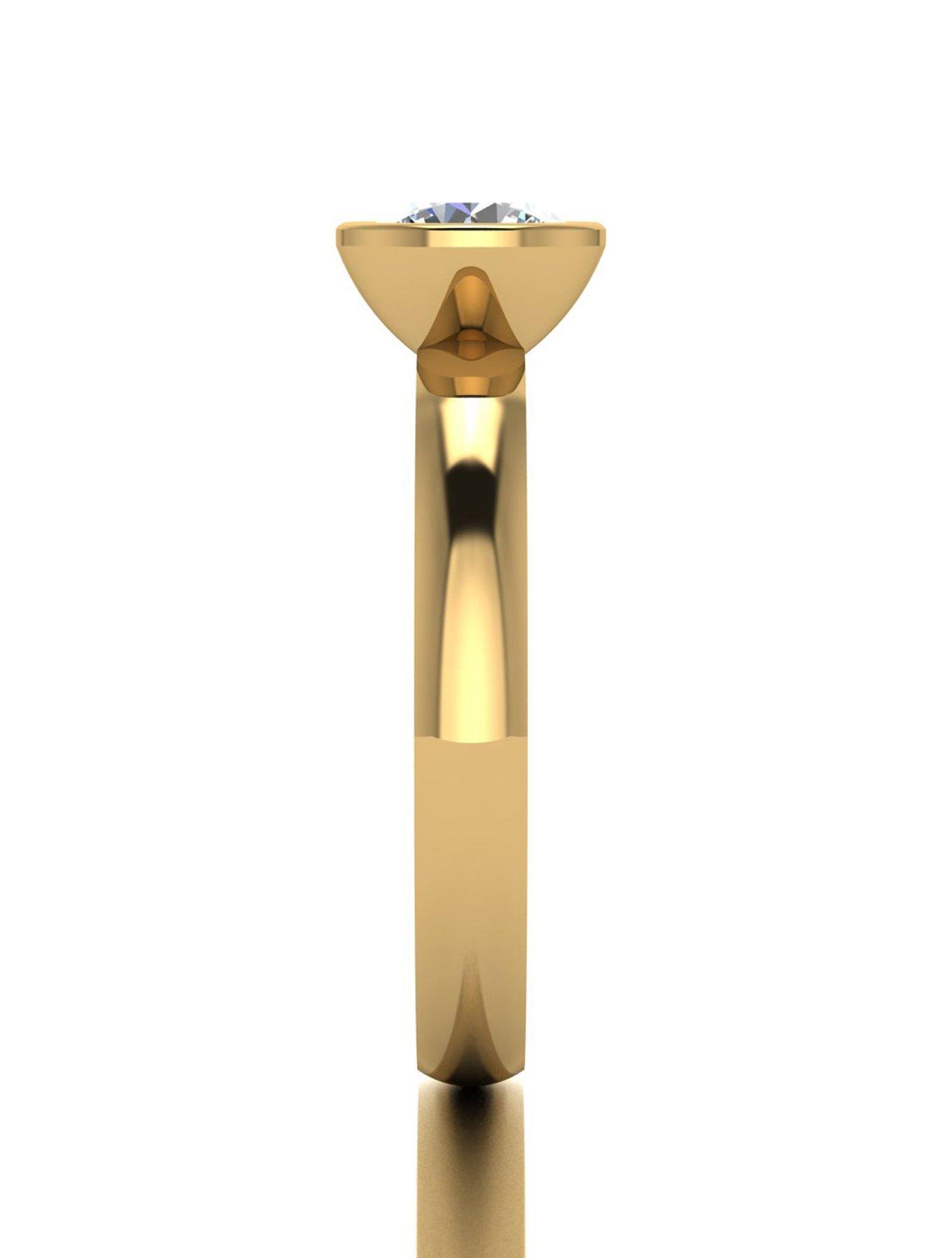 Image 3 of 5 of Moissanite 9Ct 1Ct Rub Set Wed Fit Solitaire Ring - Gold