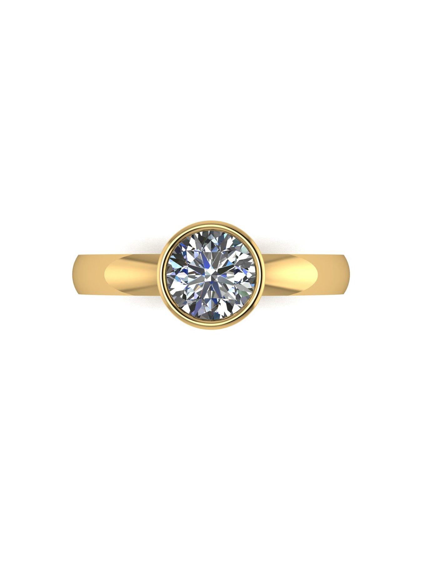 Image 4 of 5 of Moissanite 9Ct 1Ct Rub Set Wed Fit Solitaire Ring - Gold