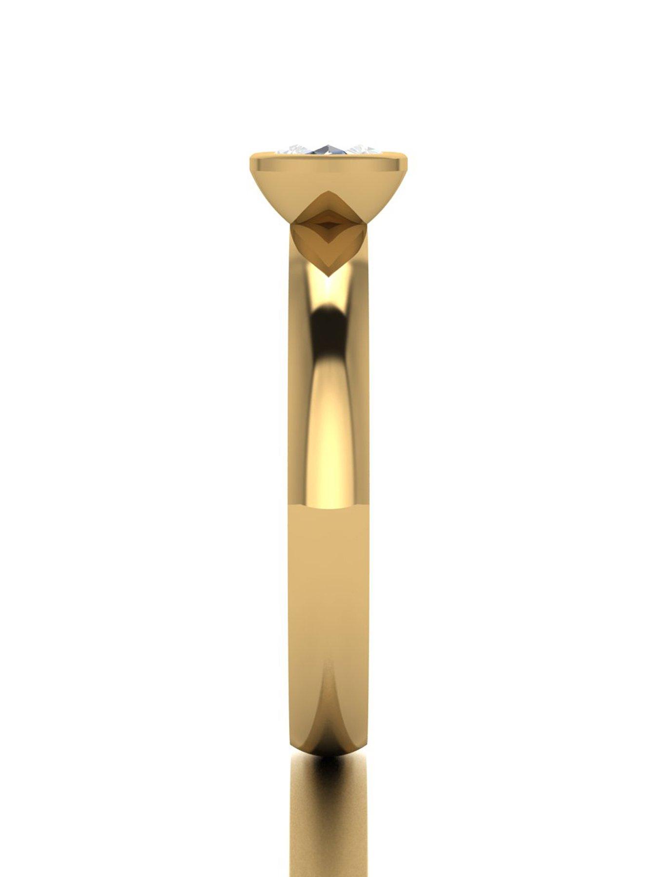 Image 3 of 5 of Moissanite 9Ct 1Ct Rub Set Marquise Wed Fit Solitaire Ring - Gold