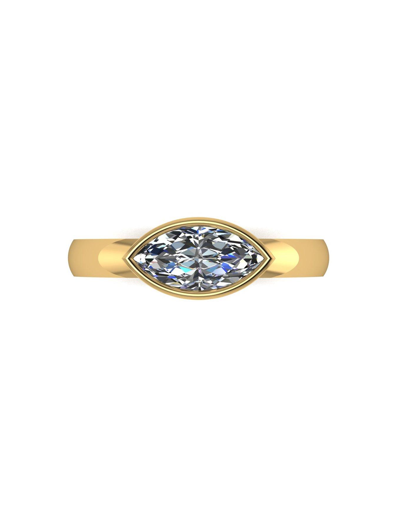 Image 4 of 5 of Moissanite 9Ct 1Ct Rub Set Marquise Wed Fit Solitaire Ring - Gold