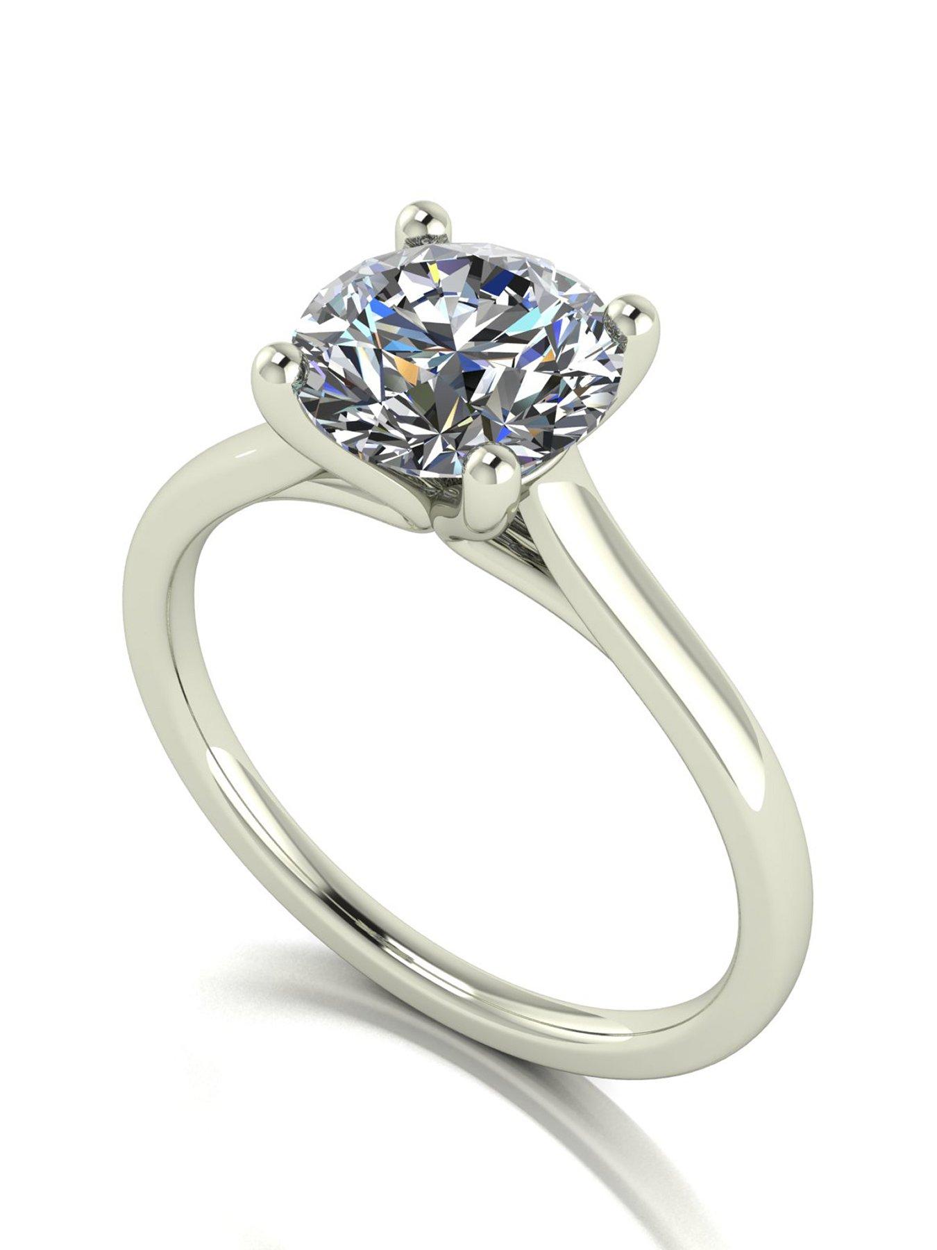 undefined 9ct White Gold 1.5ct eq Moissanite Solitaire Ring