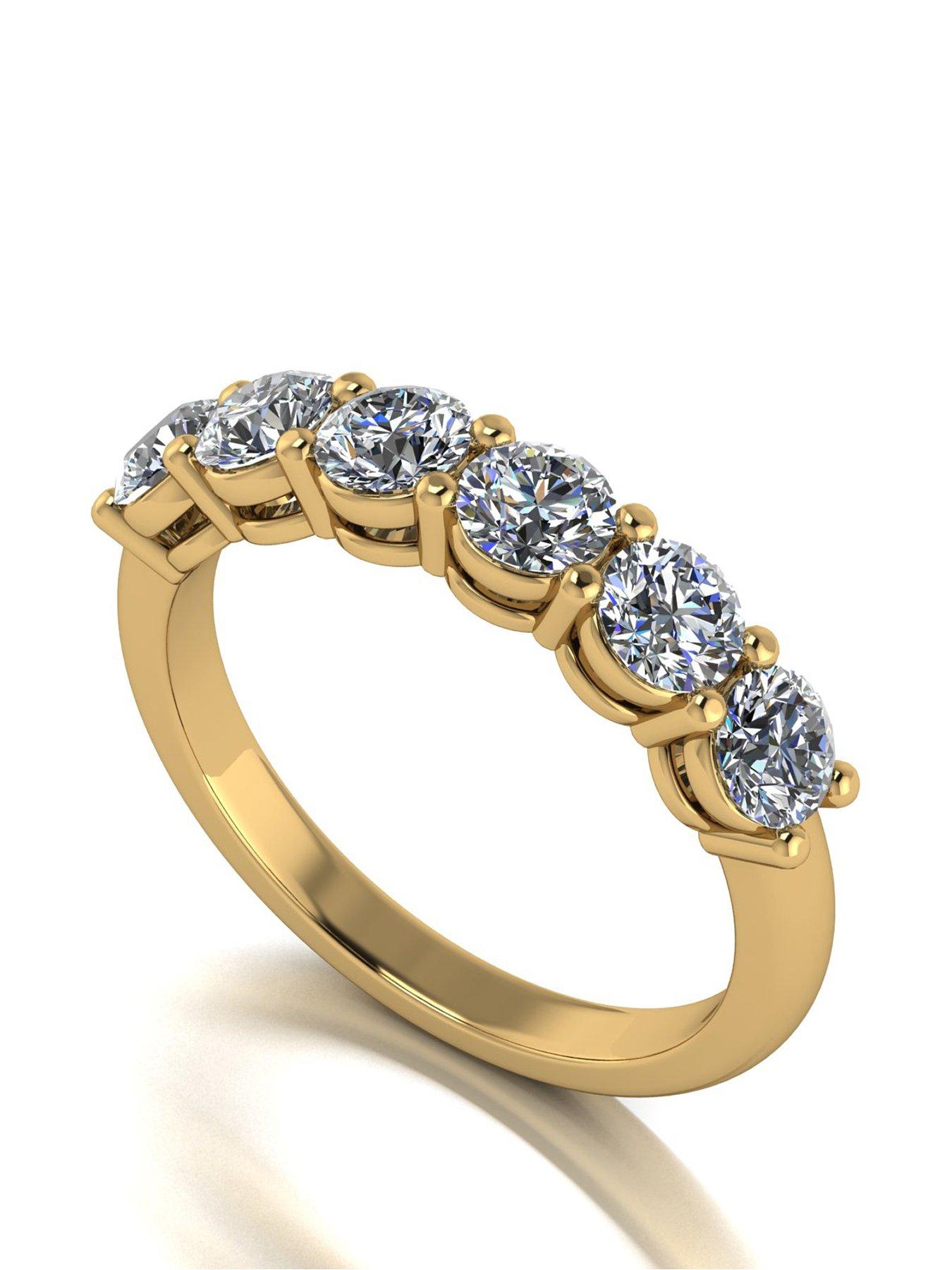 undefined 9ct Gold 6 stone Moissanite Eternity Ring - Yellow Gold