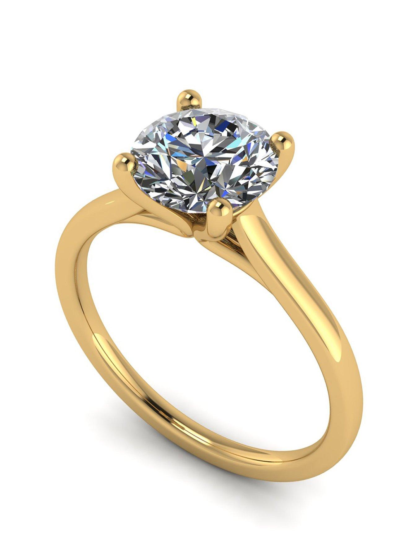 undefined 9ct Gold 1.5ct eq Moissanite Solitaire Ring - Yellow Gold