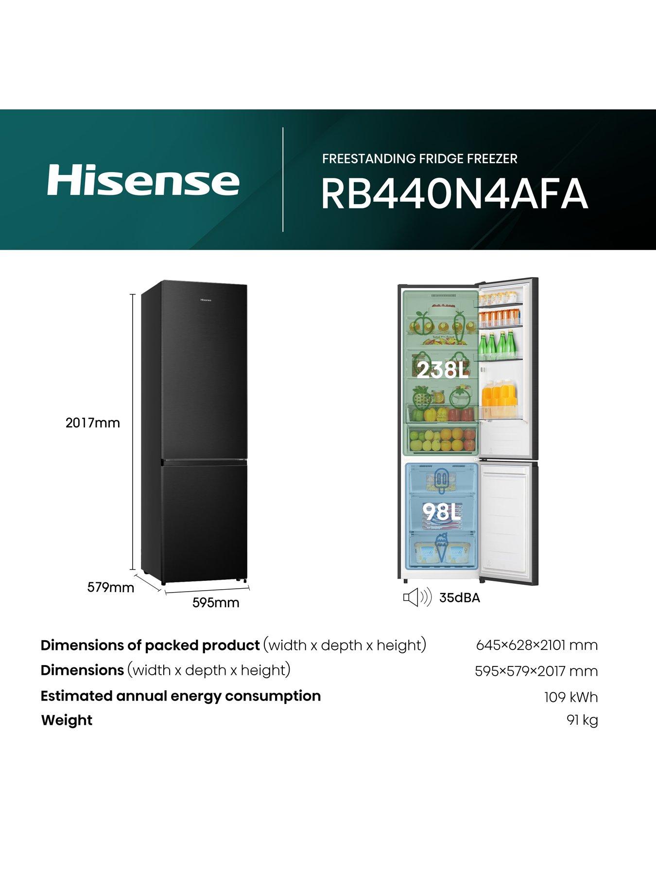  image of hisense-rb440n4afa-7030-no-frost-fridge-freezer-black-stainless-steel-a-rated