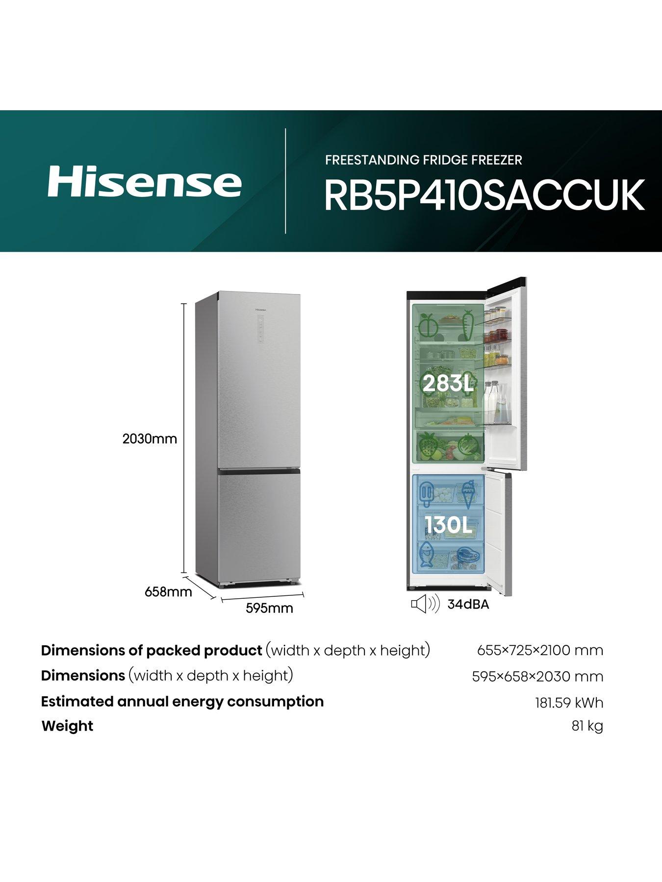 image of hisense-rb5p410saccuk-6040-total-no-frost-413l-stainless-steel-c-rated
