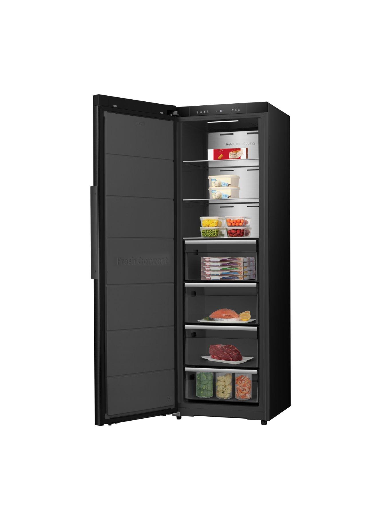  image of hisense-kitchenfit-eclipse-series-ft5k310gsfc-wifi-connected-total-no-frost-tall-freezer-black-stainless-steel-c-rated