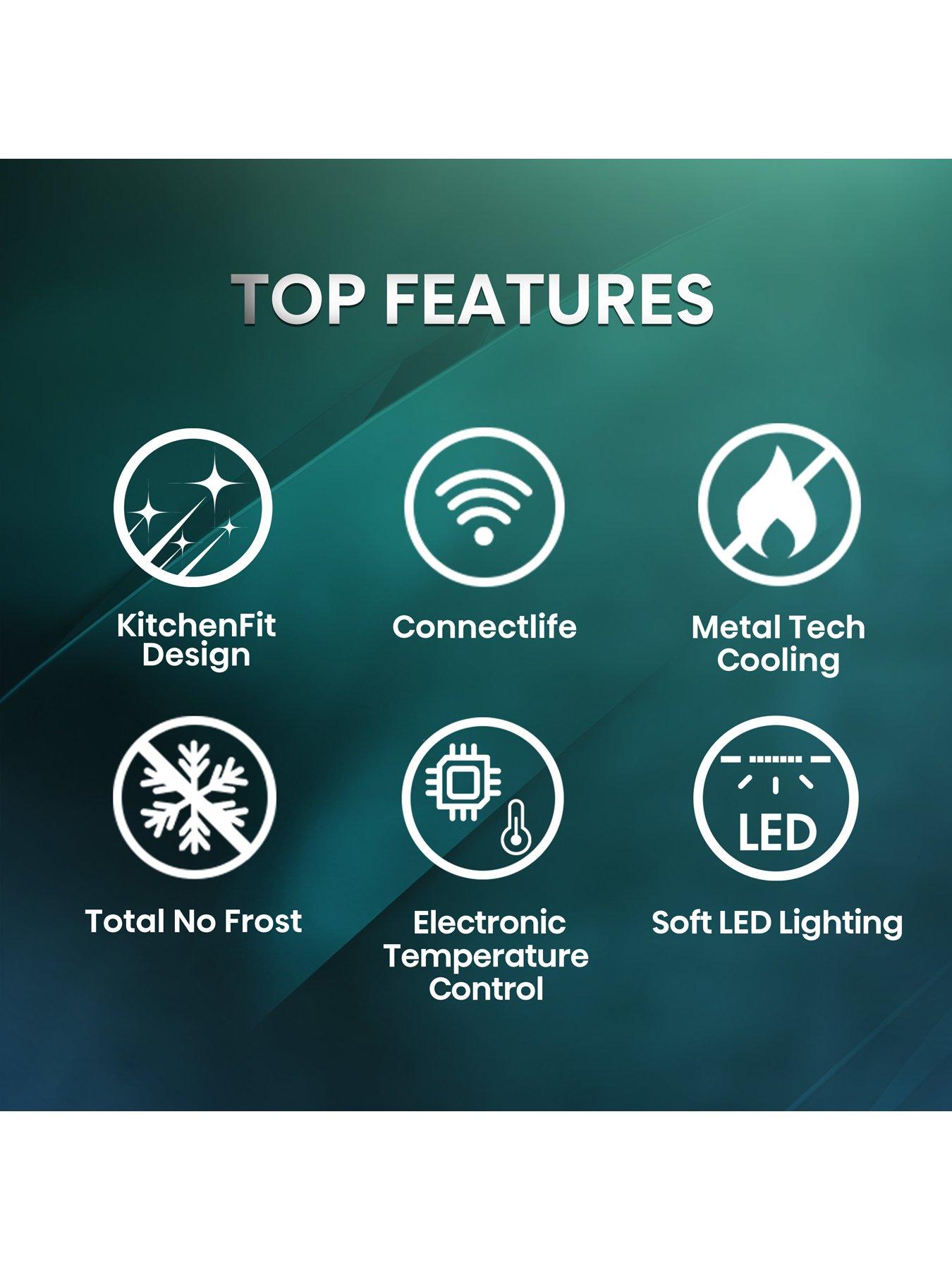  image of hisense-kitchenfit-eclipse-series-ft5k310gsfc-wifi-connected-total-no-frost-tall-freezer-black-stainless-steel-c-rated