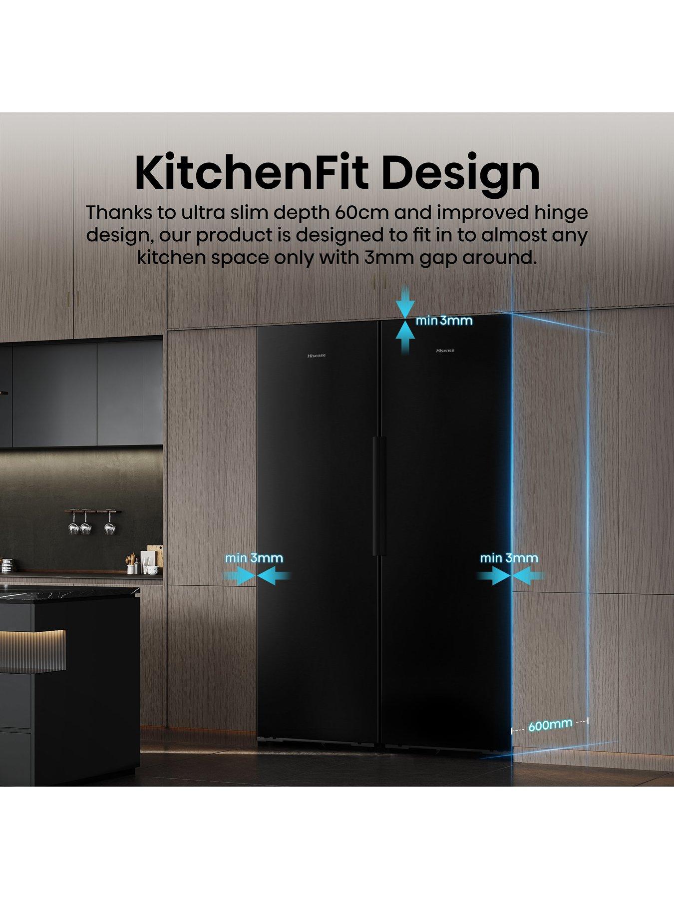  image of hisense-kitchenfit-eclipse-series-ft5k310gsfc-wifi-connected-total-no-frost-tall-freezer-black-stainless-steel-c-rated
