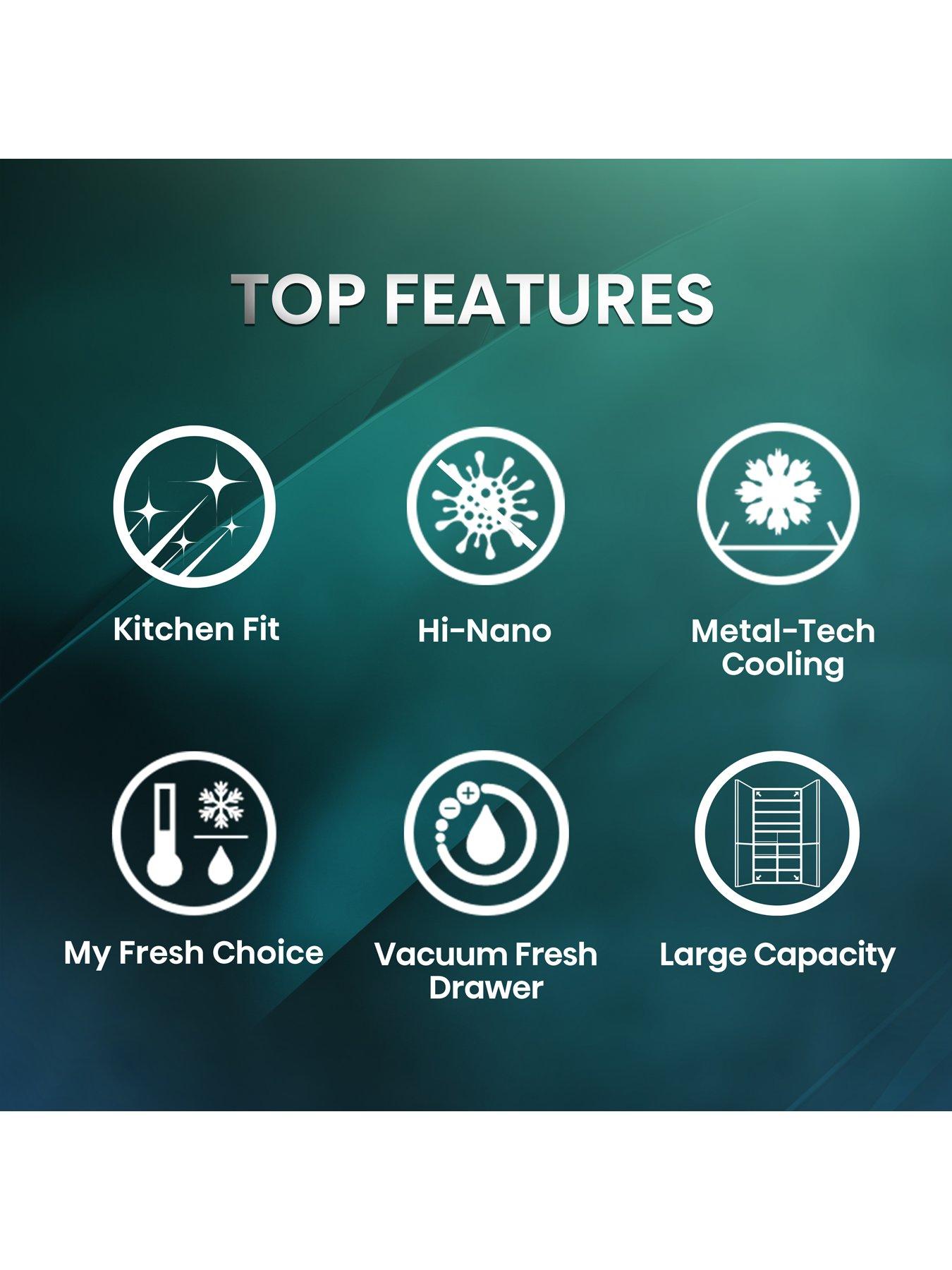  image of hisense-rq768n4gve-kitchenfit-multidoor-fridge-freezer-591l-silver-glass-e-rated