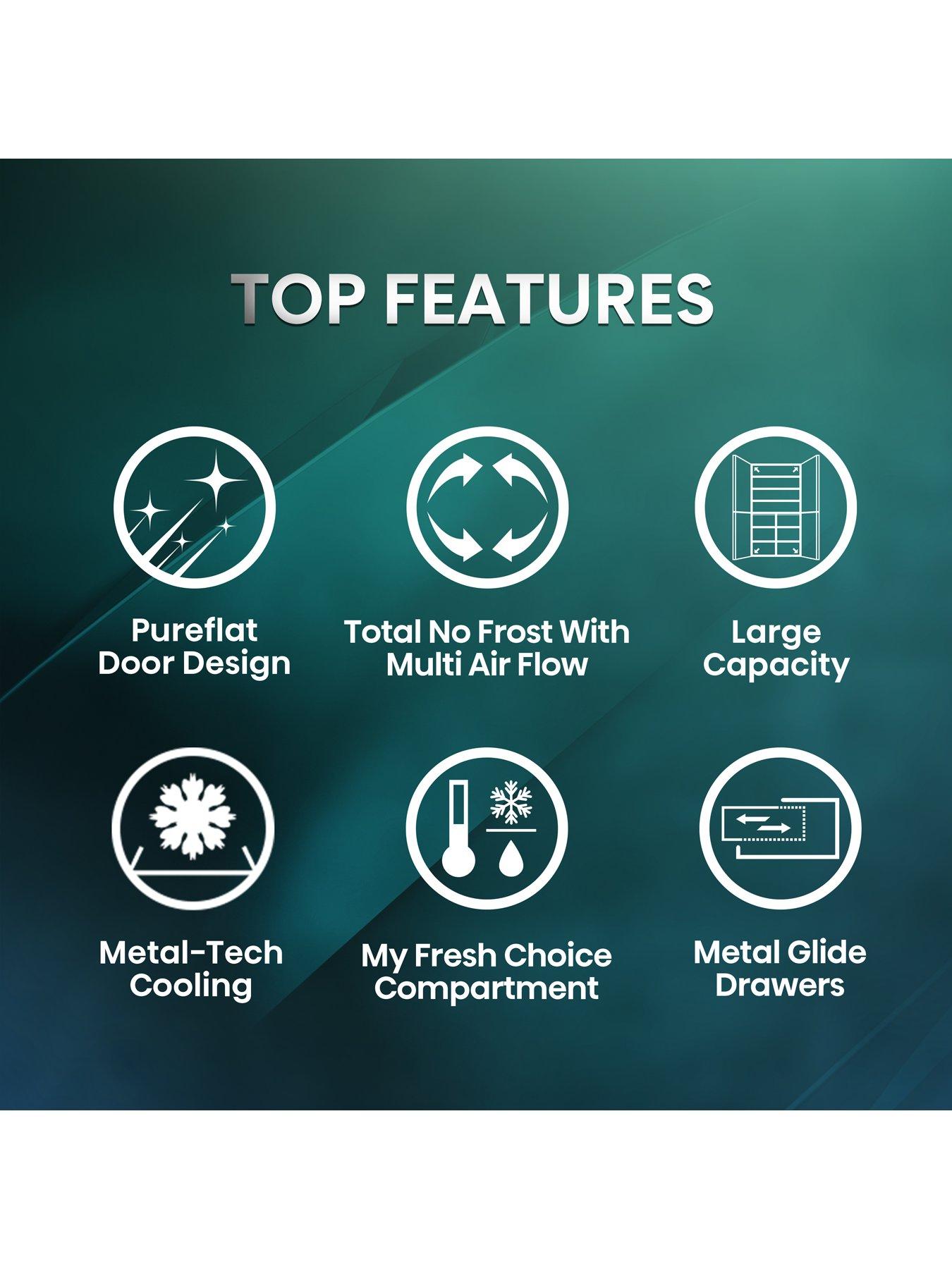 Image 3 of 7 of Hisense PureFlat RQ758N4SAFE Frost Free American Fridge Freezer - Black Stainless Steel - E Rated - WIFI