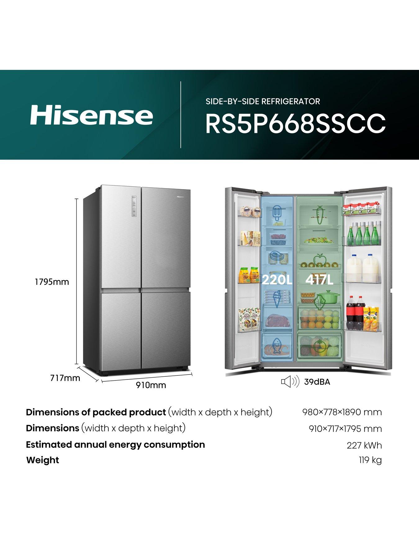  image of hisense-pureflat-rs5p668sscc-american-smart-fridge-freezer-stainless-steel