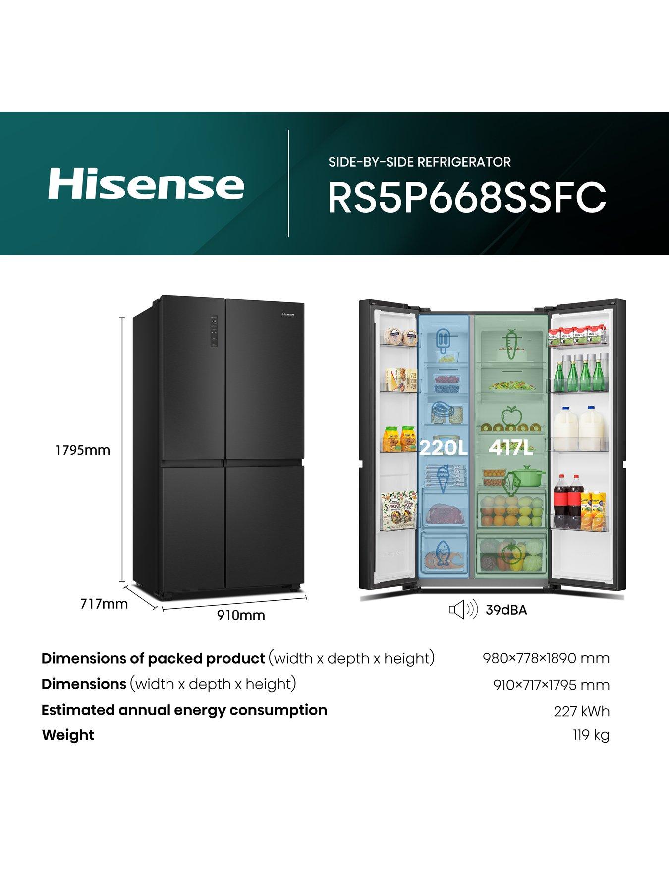 Image 6 of 7 of Hisense PureFlat RS5P668SSFC American Smart Fridge Freezer - Black Stainless Steel