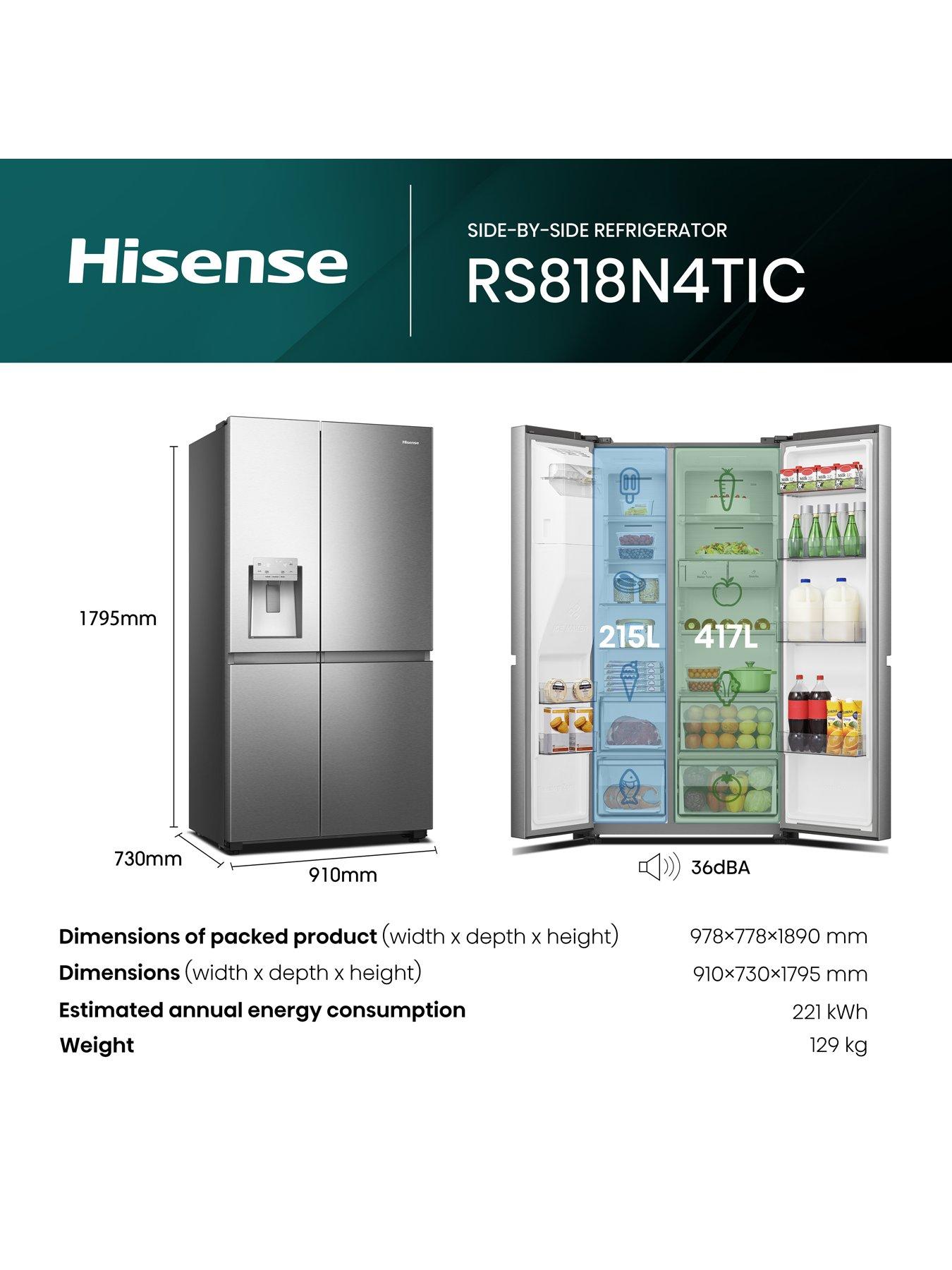 Image 6 of 7 of Hisense PureFlat Infinite RS818N4TIC American Smart Fridge Freezer - Stainless Steel- C Rated