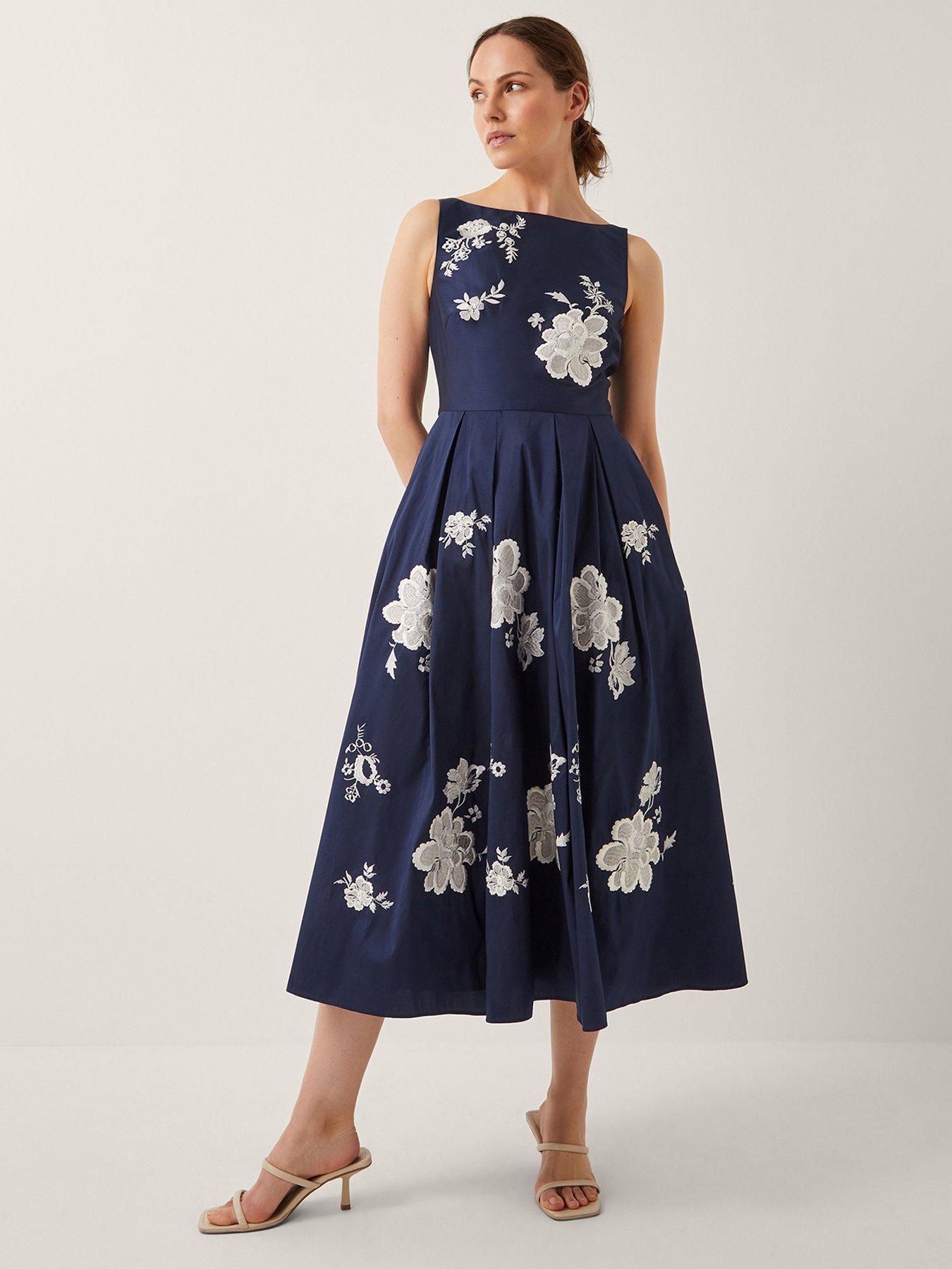 undefined Sicily Embroidered Dress - Navy