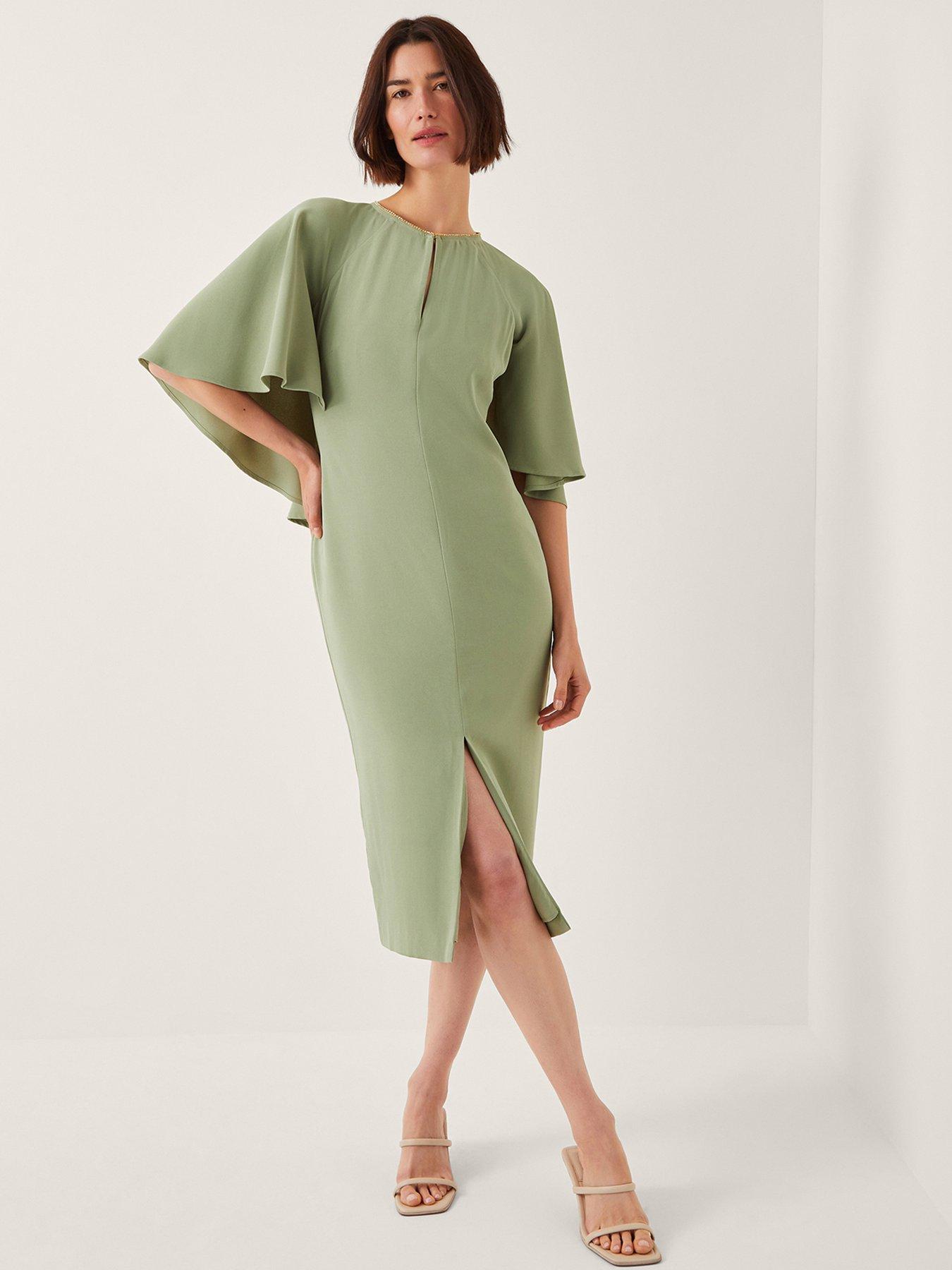 undefined Cassandra Cape Dress - Sage Green