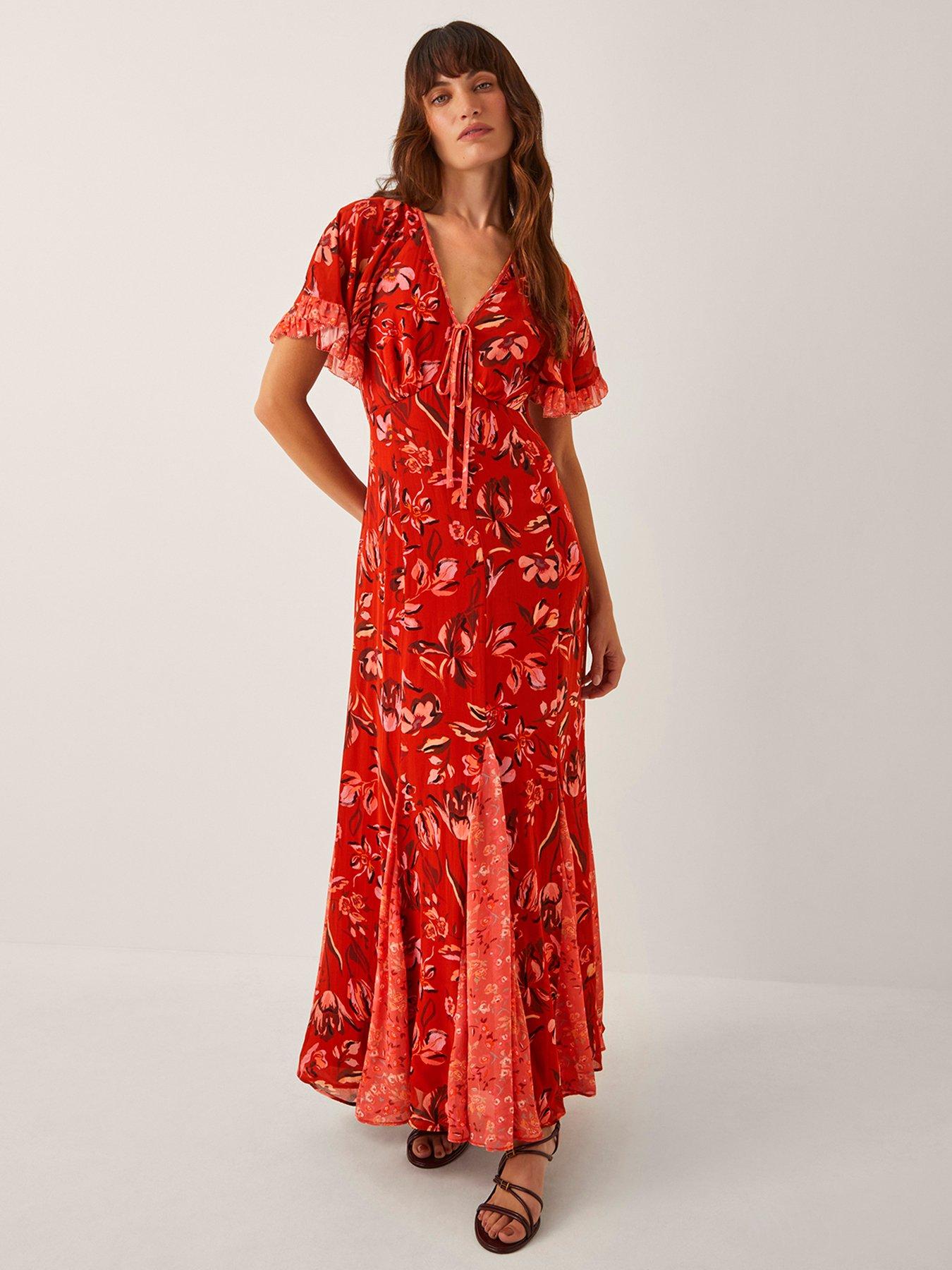 undefined Tallie Printed Dress - Rust Orange