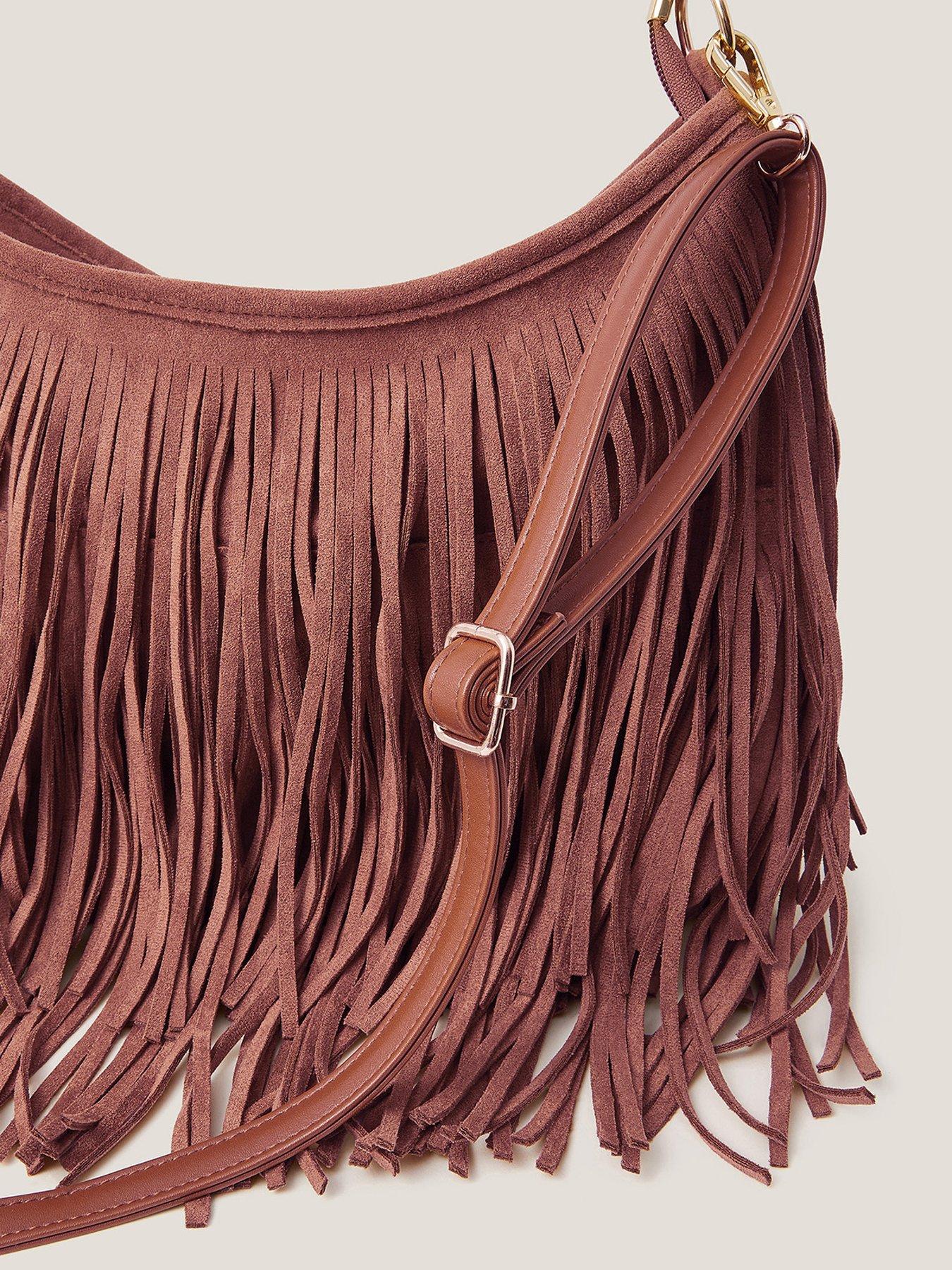 Image 3 of 4 of Monsoon Fay Fringe Suedette Bag - Tan