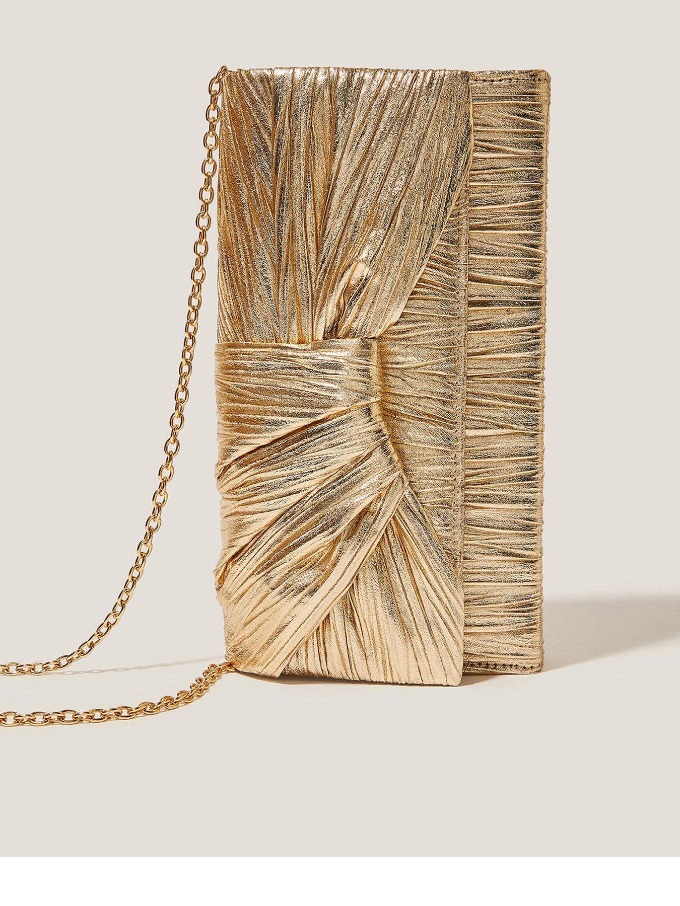 undefined Mia Pleated Knot Clutch - Beige