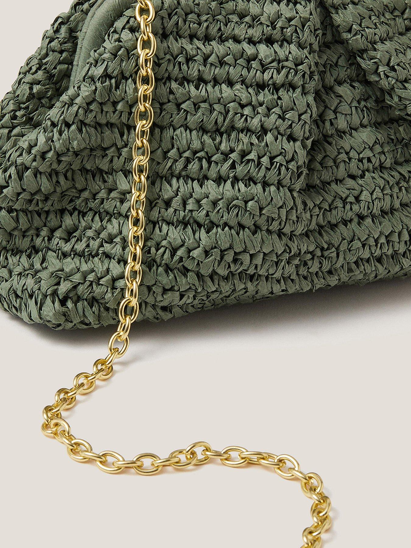 Image 3 of 4 of Monsoon Lana Raffia Clutch - Sage
