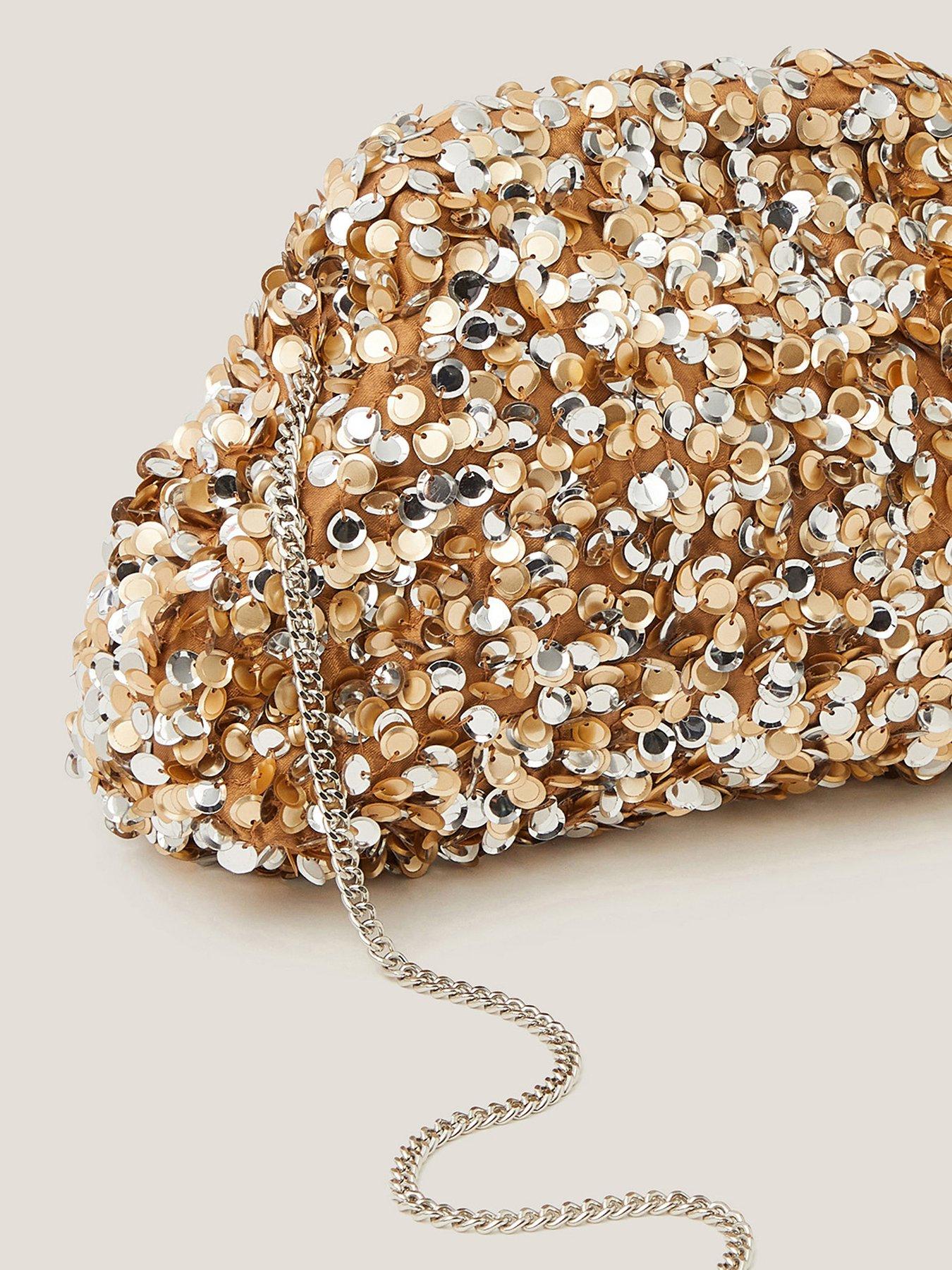 Image 3 of 3 of Monsoon Kira Sequin Clutch - Gold