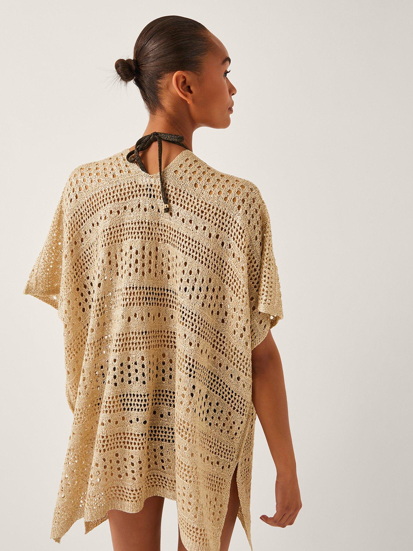 Image 2 of 5 of Monsoon Rosa Knit Cover Up - Metallics - Silver