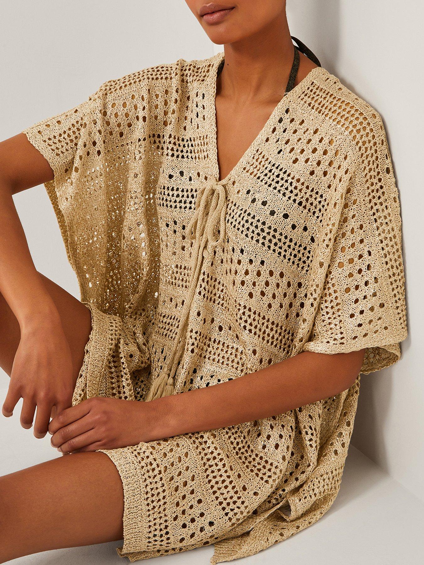 Image 3 of 5 of Monsoon Rosa Knit Cover Up - Metallics - Silver