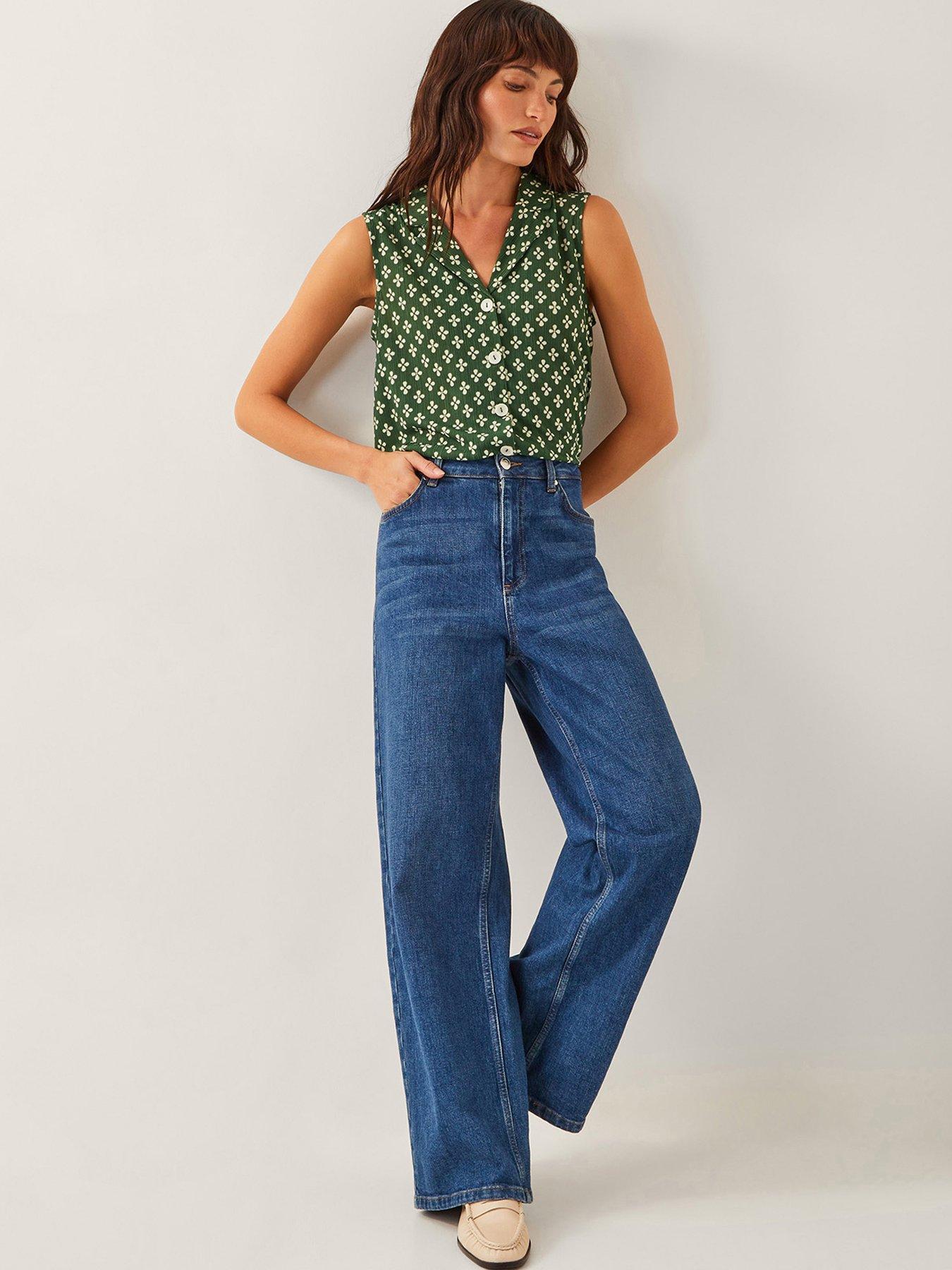 Image 4 of 6 of Monsoon Daisey Geo Jersey Top - Khaki - Green