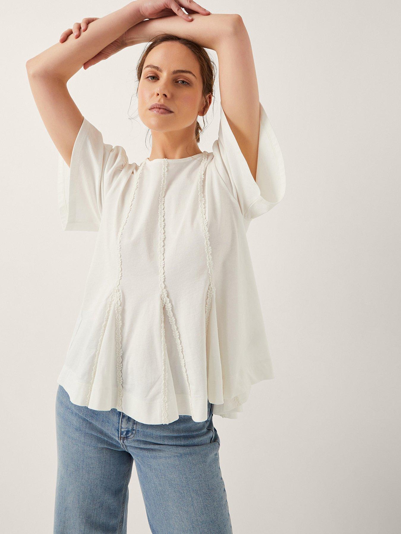 Image 1 of 5 of Monsoon Tate Trim Jersey T-shirt - White