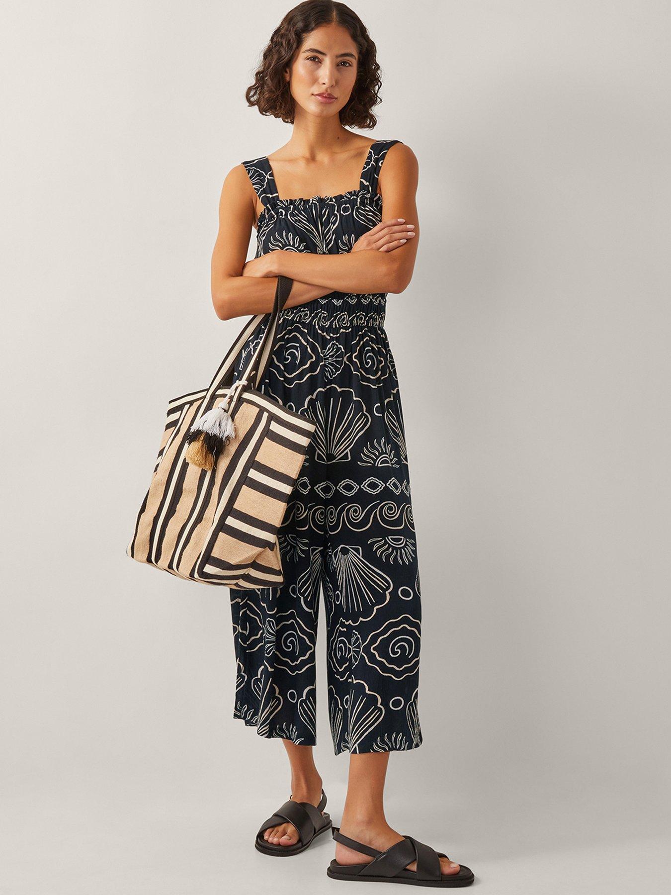 Image 1 of 4 of Monsoon Macie Printed Jumpsuit - Black