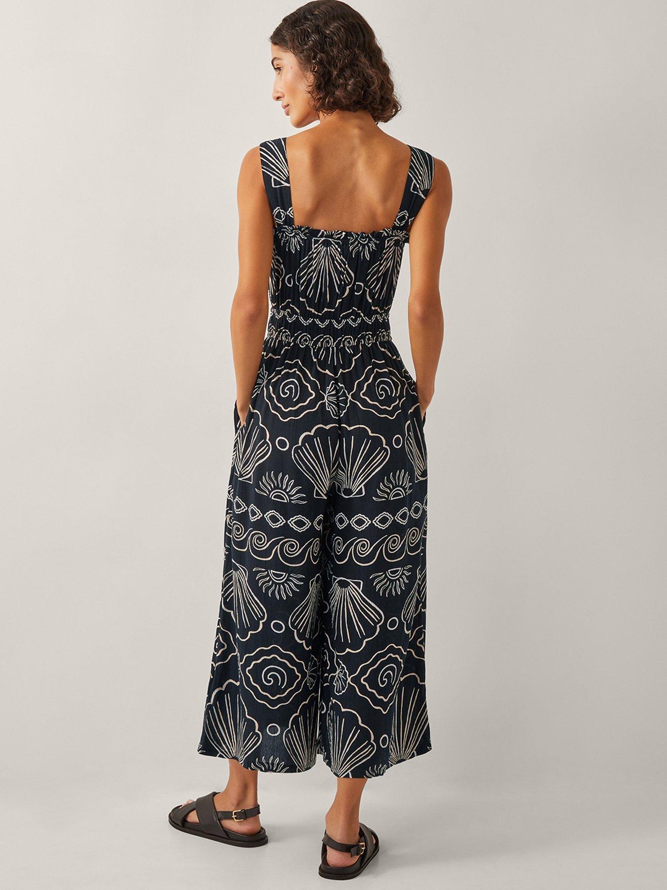 Image 2 of 4 of Monsoon Macie Printed Jumpsuit - Black