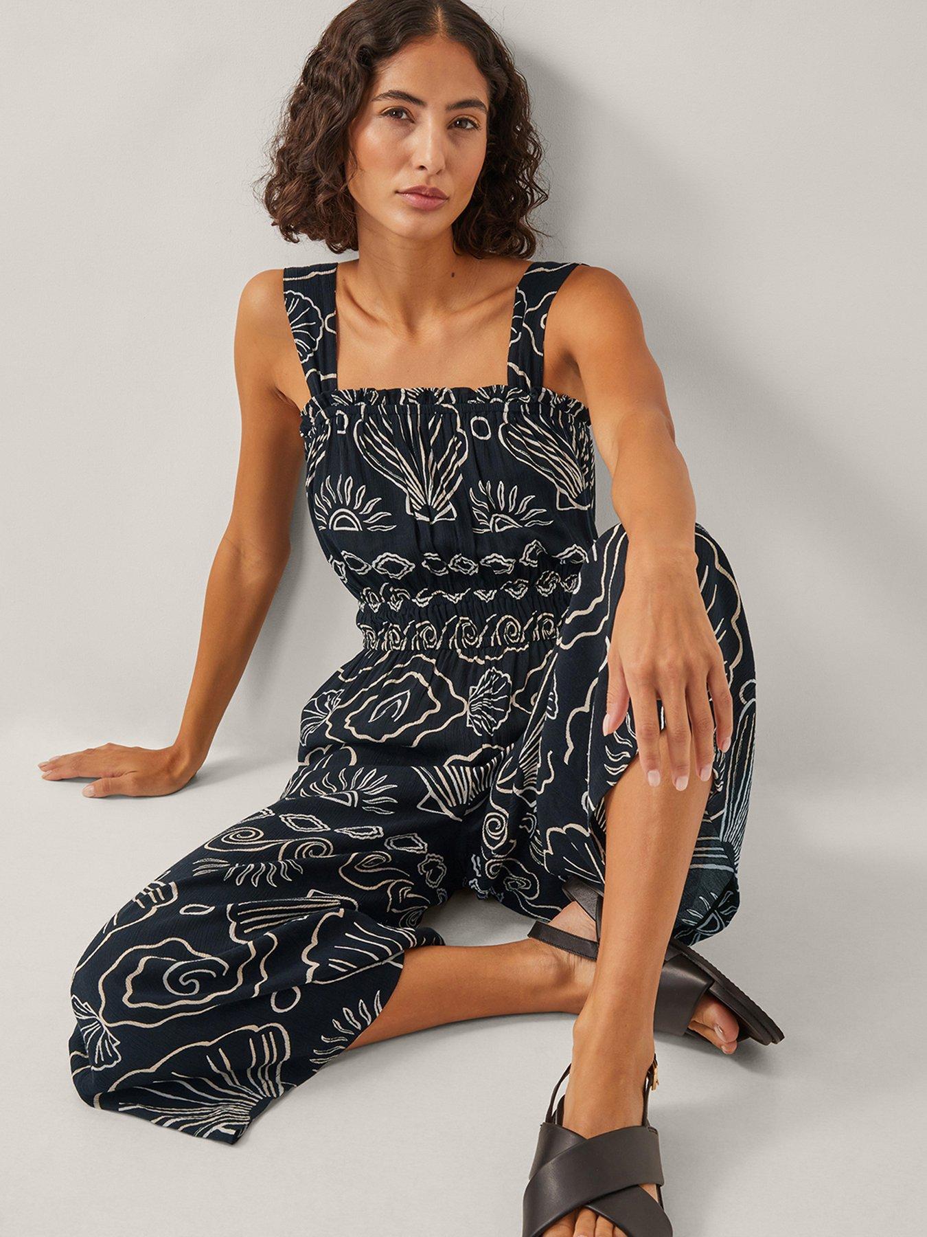 Image 3 of 4 of Monsoon Macie Printed Jumpsuit - Black