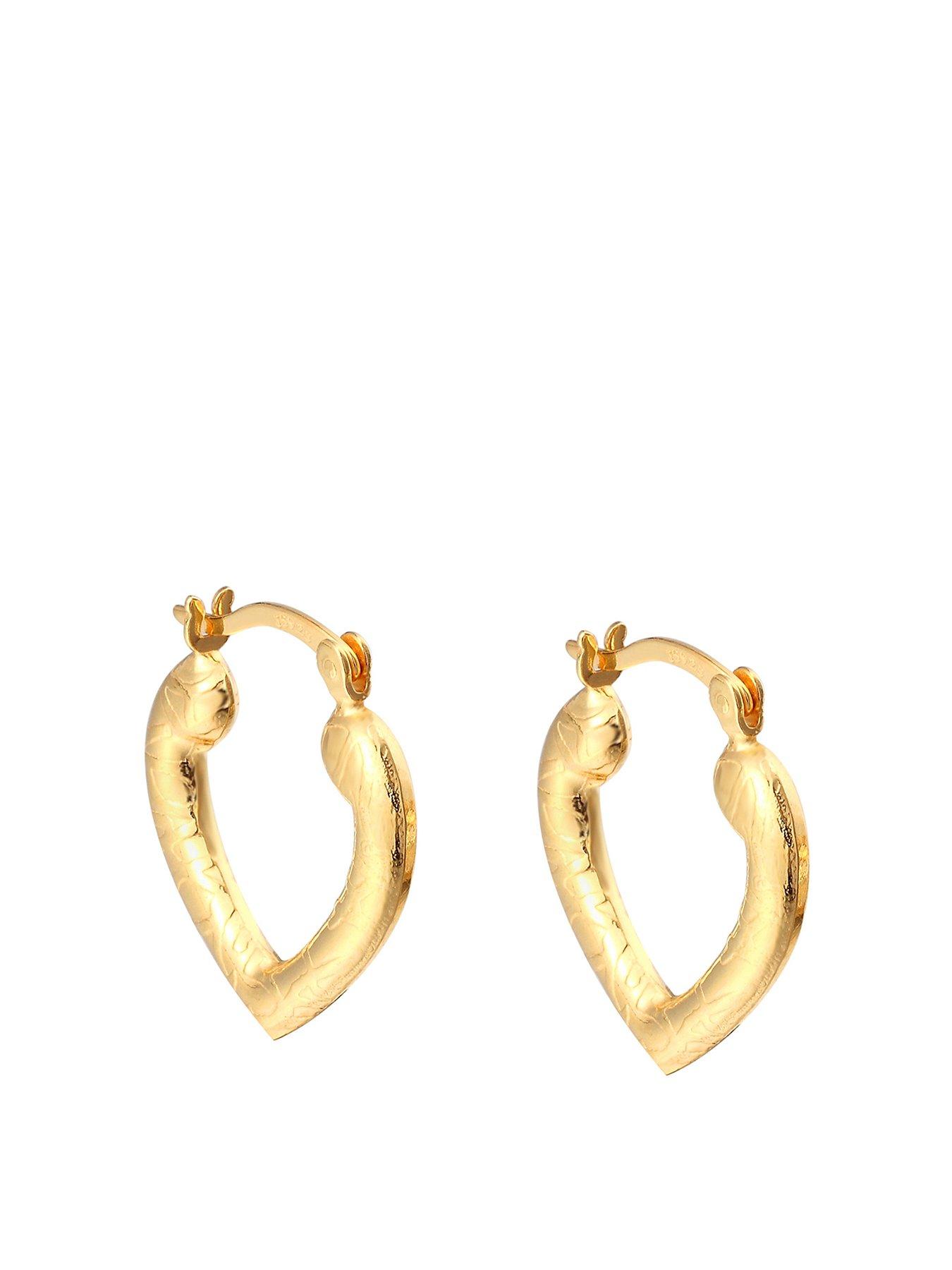 undefined 18Ct Vermeil Heart Shaped Hoops - Gold