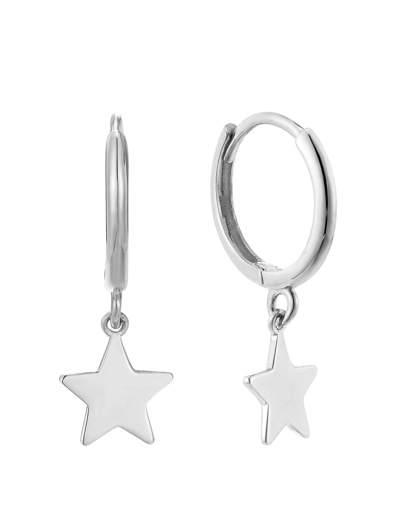 Seol + Gold Sterling Star Charm Hoops - Silver