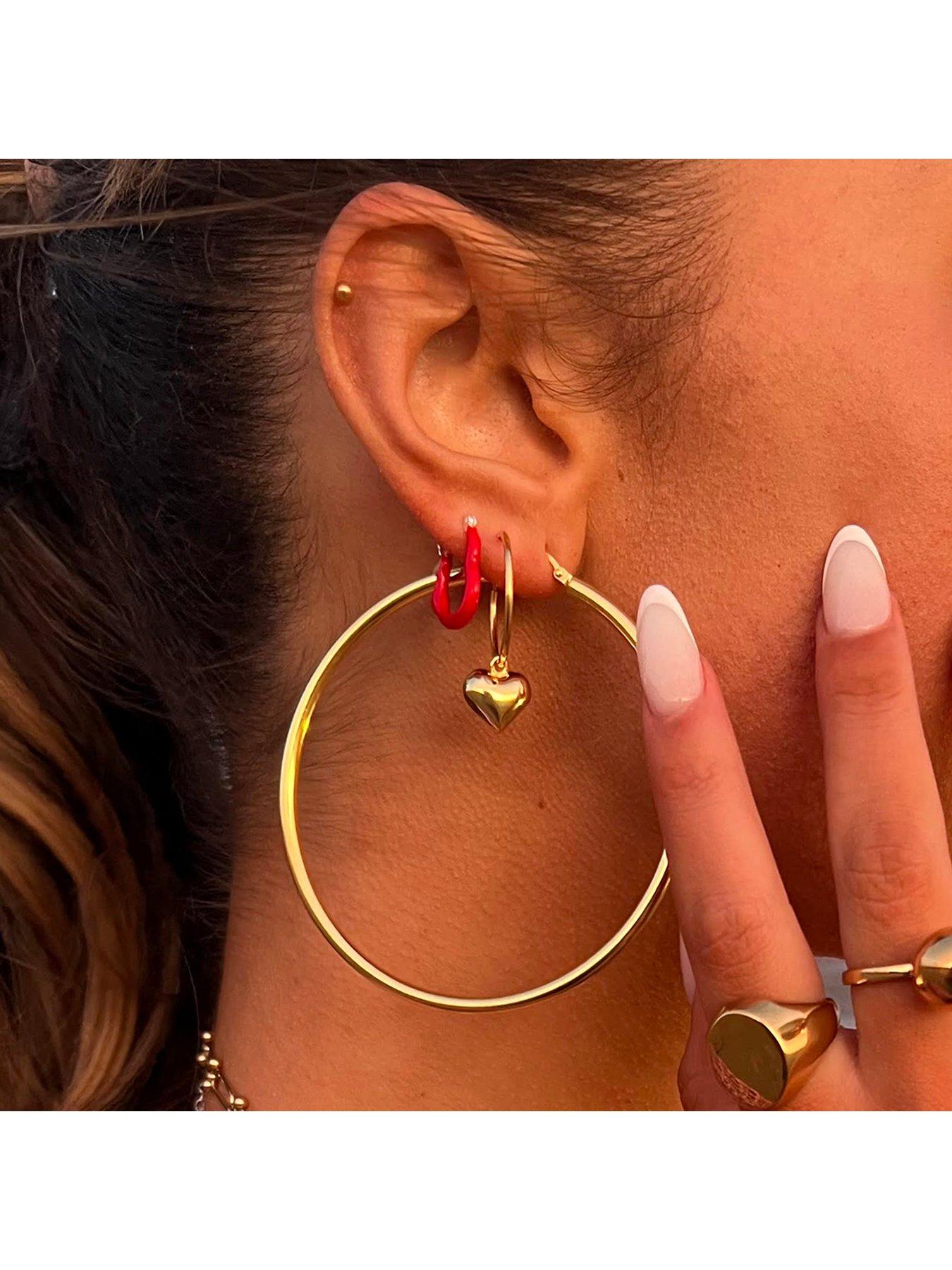 Image 2 of 4 of Seol + Gold 18ct Gold Vermeil Puffy Heart Hoops
