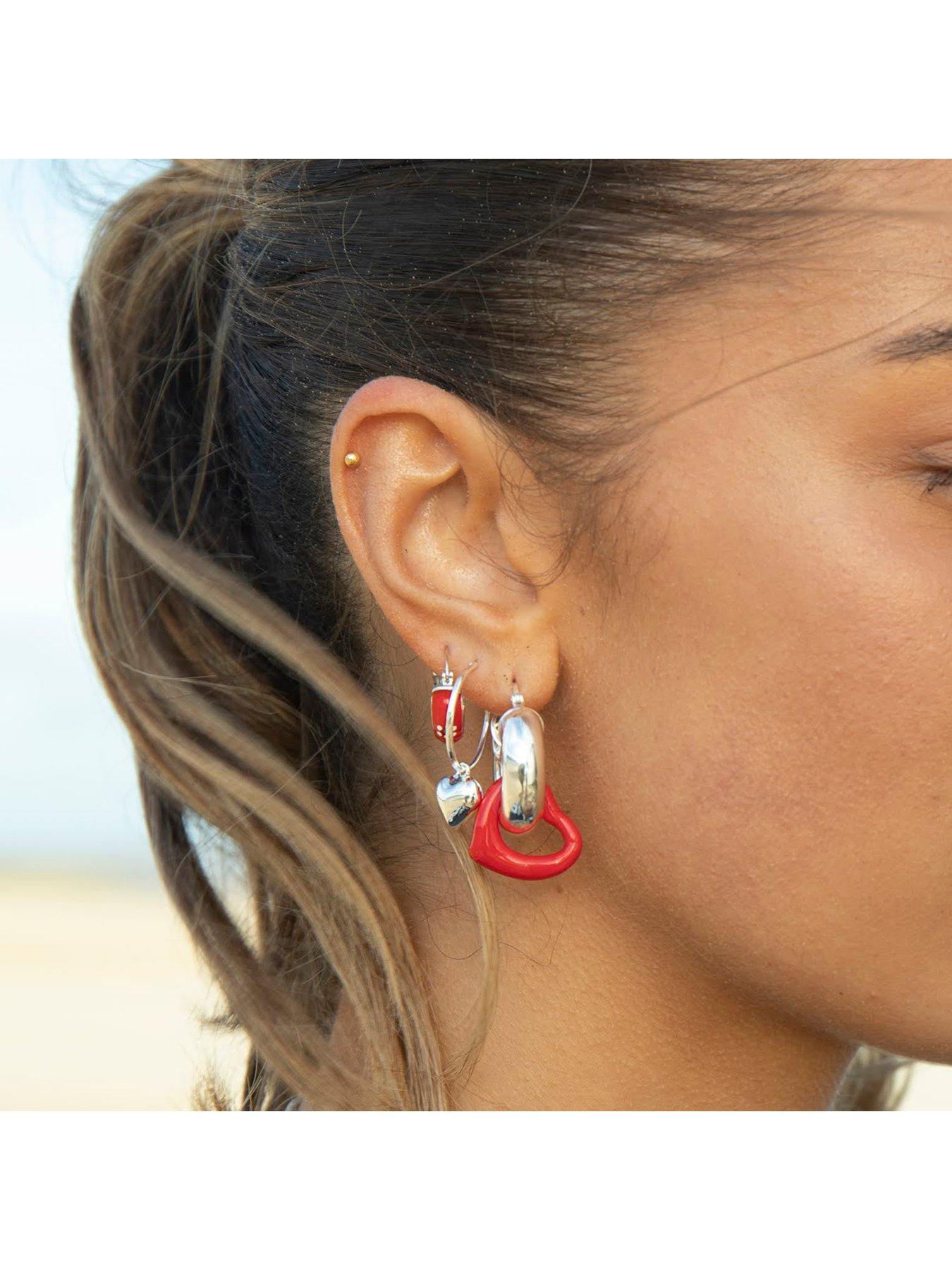 Image 2 of 4 of Seol + Gold Sterling Silver Puffy Heart Hoops