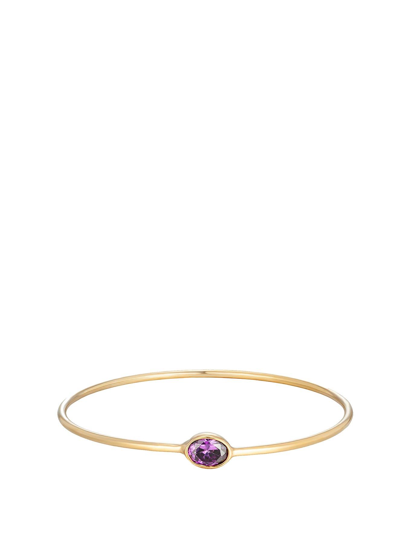 undefined 18Ct Vermeil Amethyst Cz Bangle - Gold